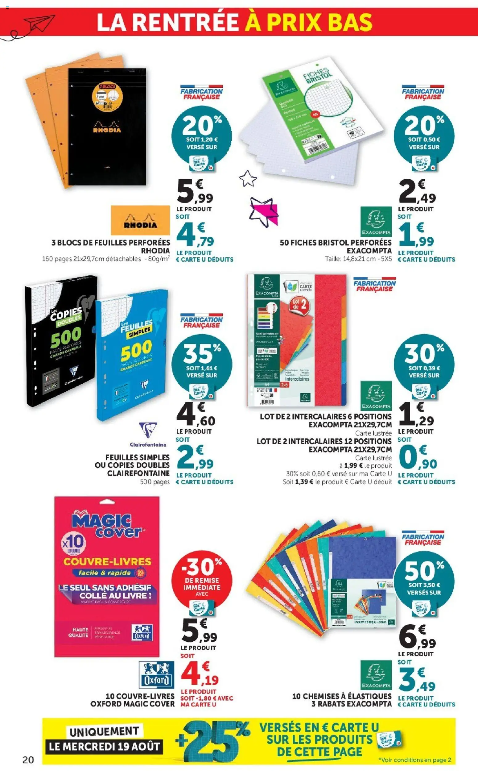 {H1} | Page: 20 | Produits: Colle, Élastiques, Livre