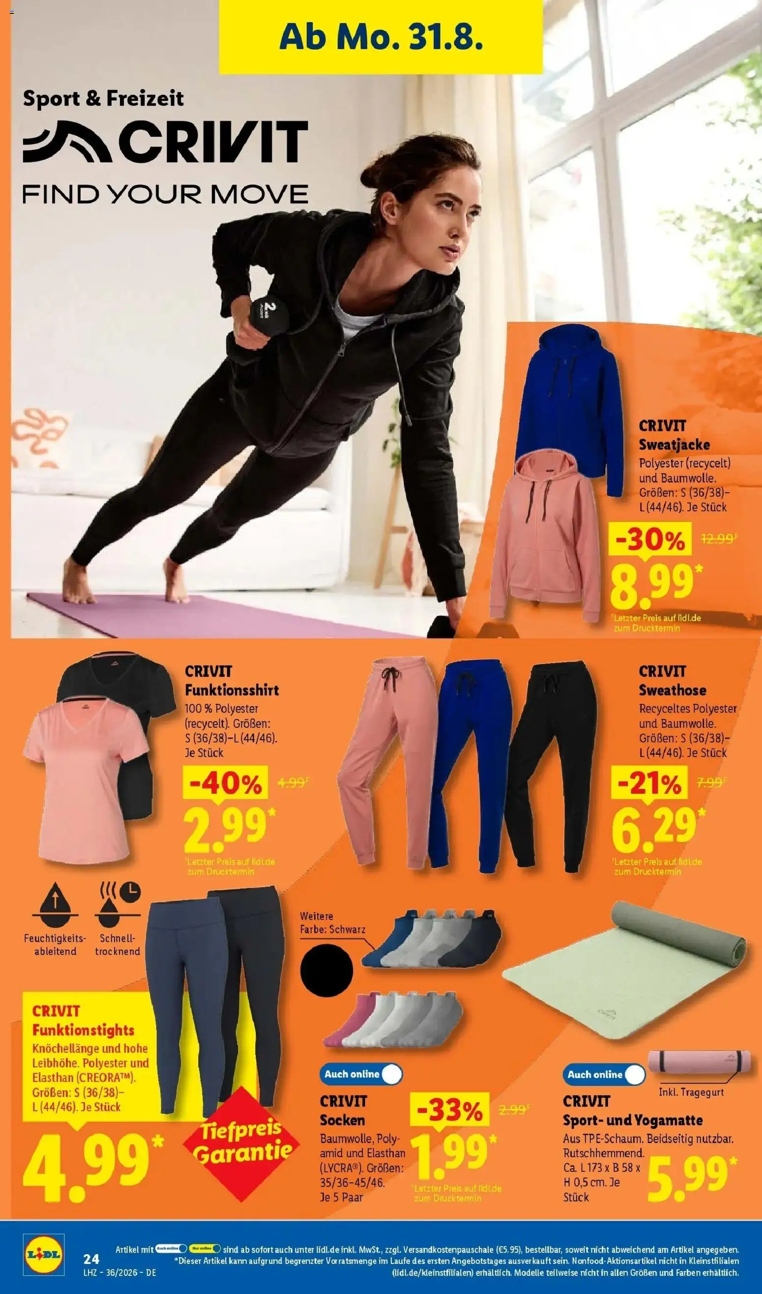 Lidl Prospekt Wahlstedt (ab 31.08.2026) zum Blättern » Angebote | Seite: 42 | Produkte: Sweathose, Sweatjacke, Sweatshirt, T-Shirt