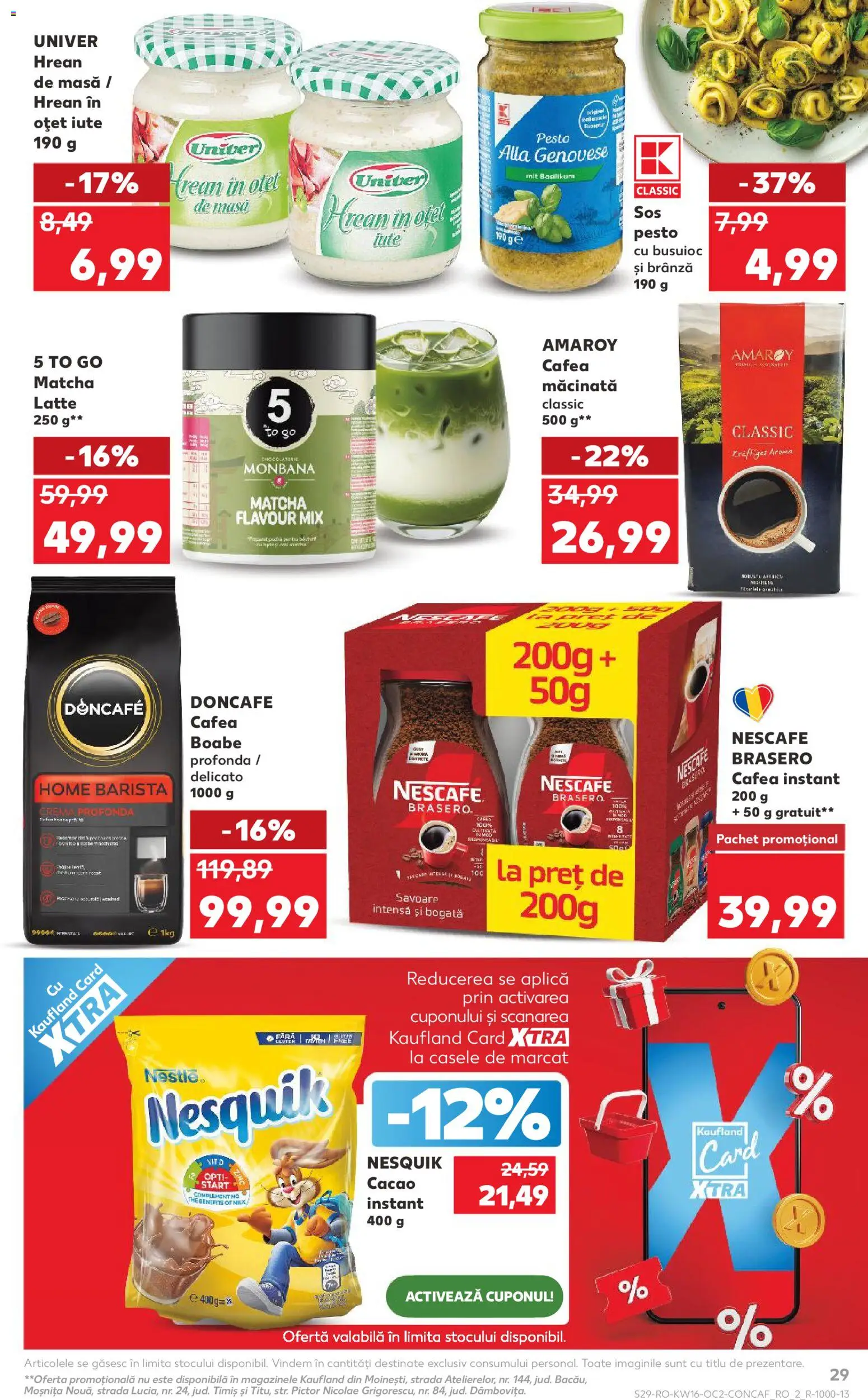 Kaufland RO akciós ujság - amely érvényes a következő dátumtól: 15.04.2026 | Oldal: 29 | Termékek: Pesto, Nescafé, Nesquik