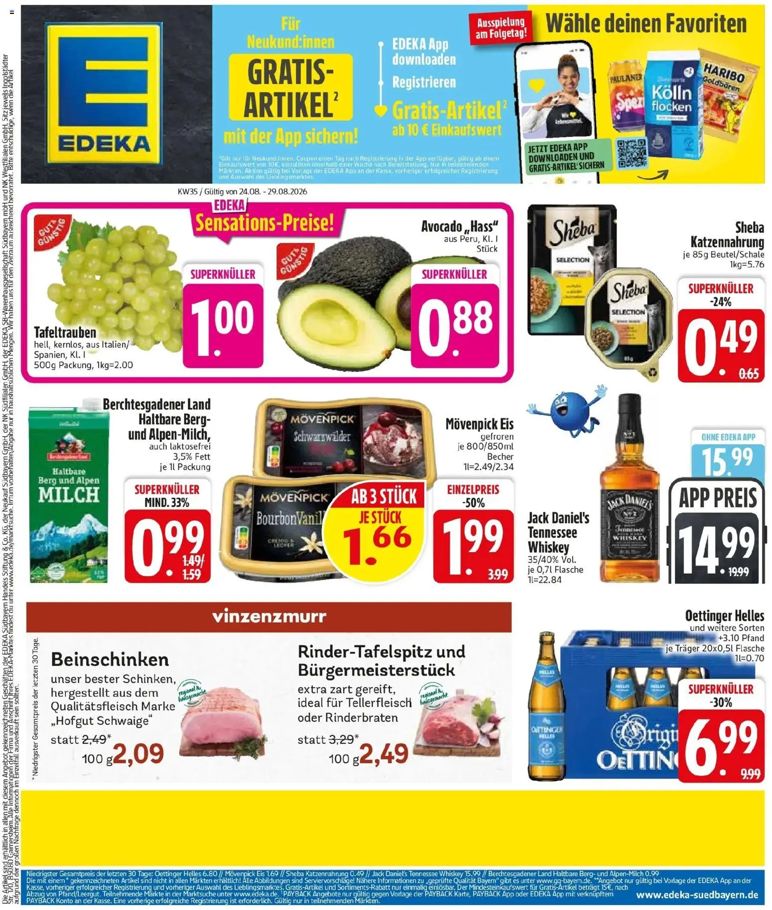 Edeka Prospekt Feldkirchen (ab 24.08.2026) » Angebote Online | Seite: 3 | Produkte: Rinderbraten, Milch, Flocken, Eis