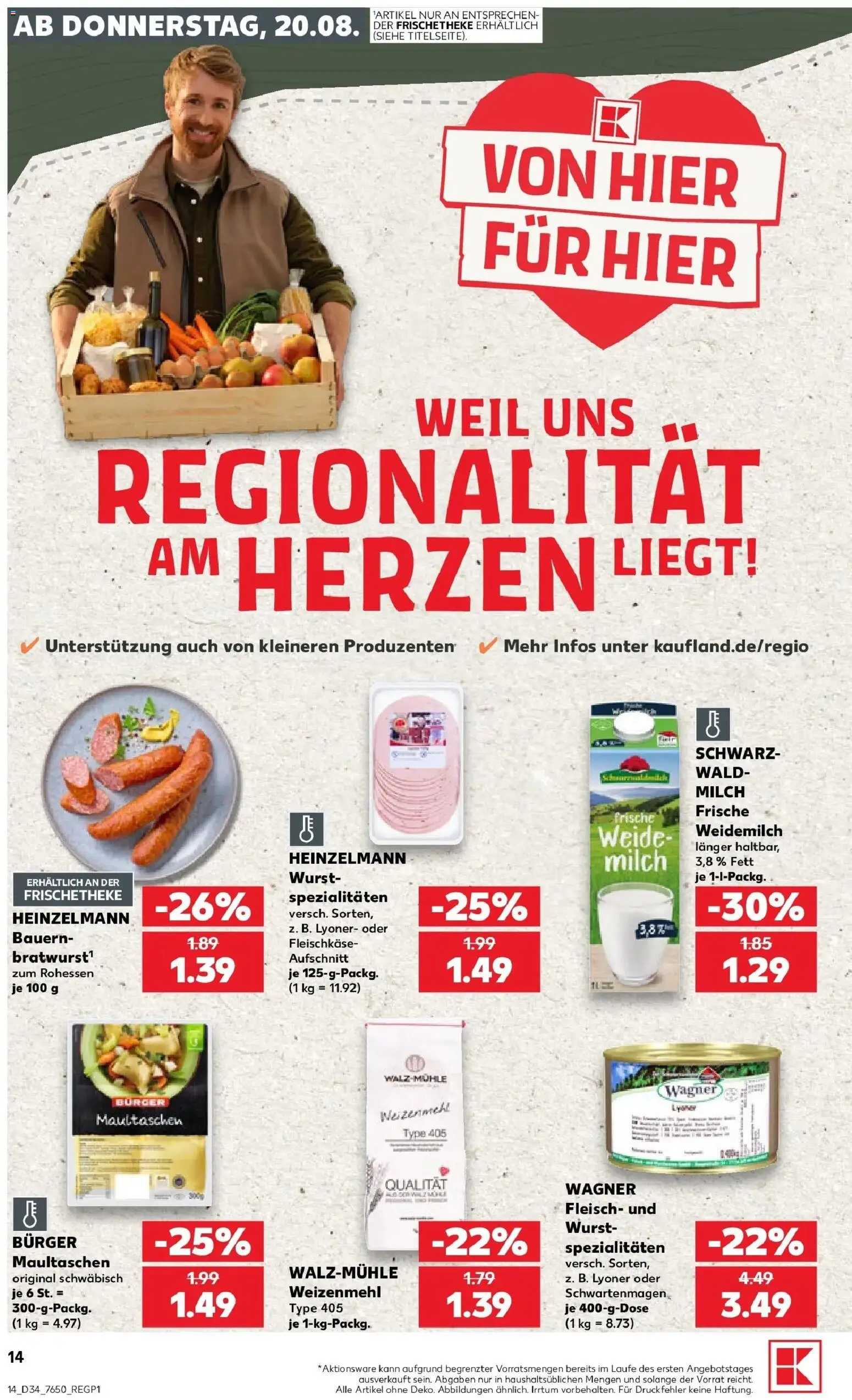 Prospekt Kaufland ab 20.08.2026 » Angebote Online zum Blättern | Seite: 14 | Produkte: Mühle, Spezialitäten, Wurst, Fleisch