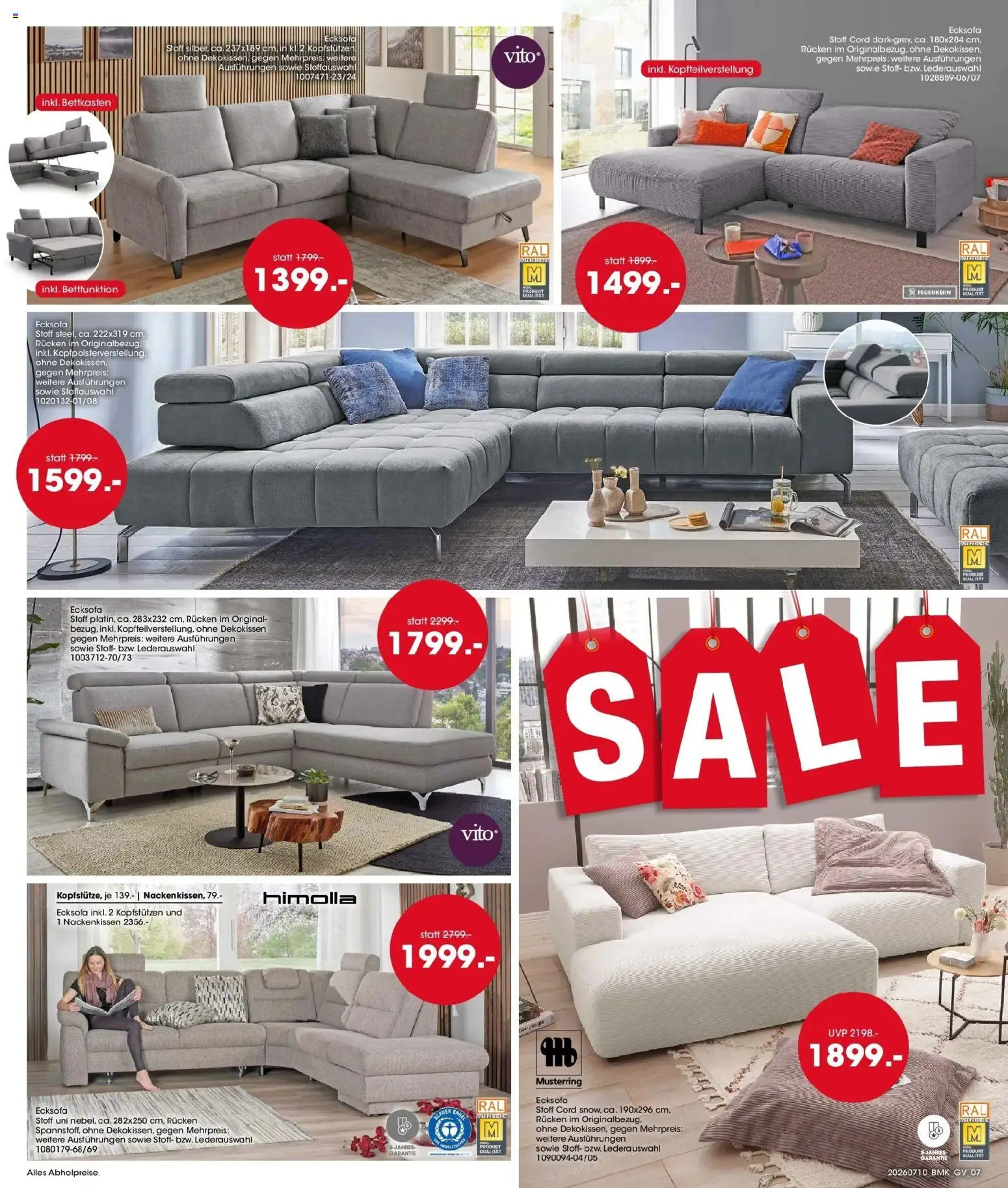 Möbel Martin Sale – gültig ab 10.07.2026 | Seite: 7 | Produkte: Ecksofa