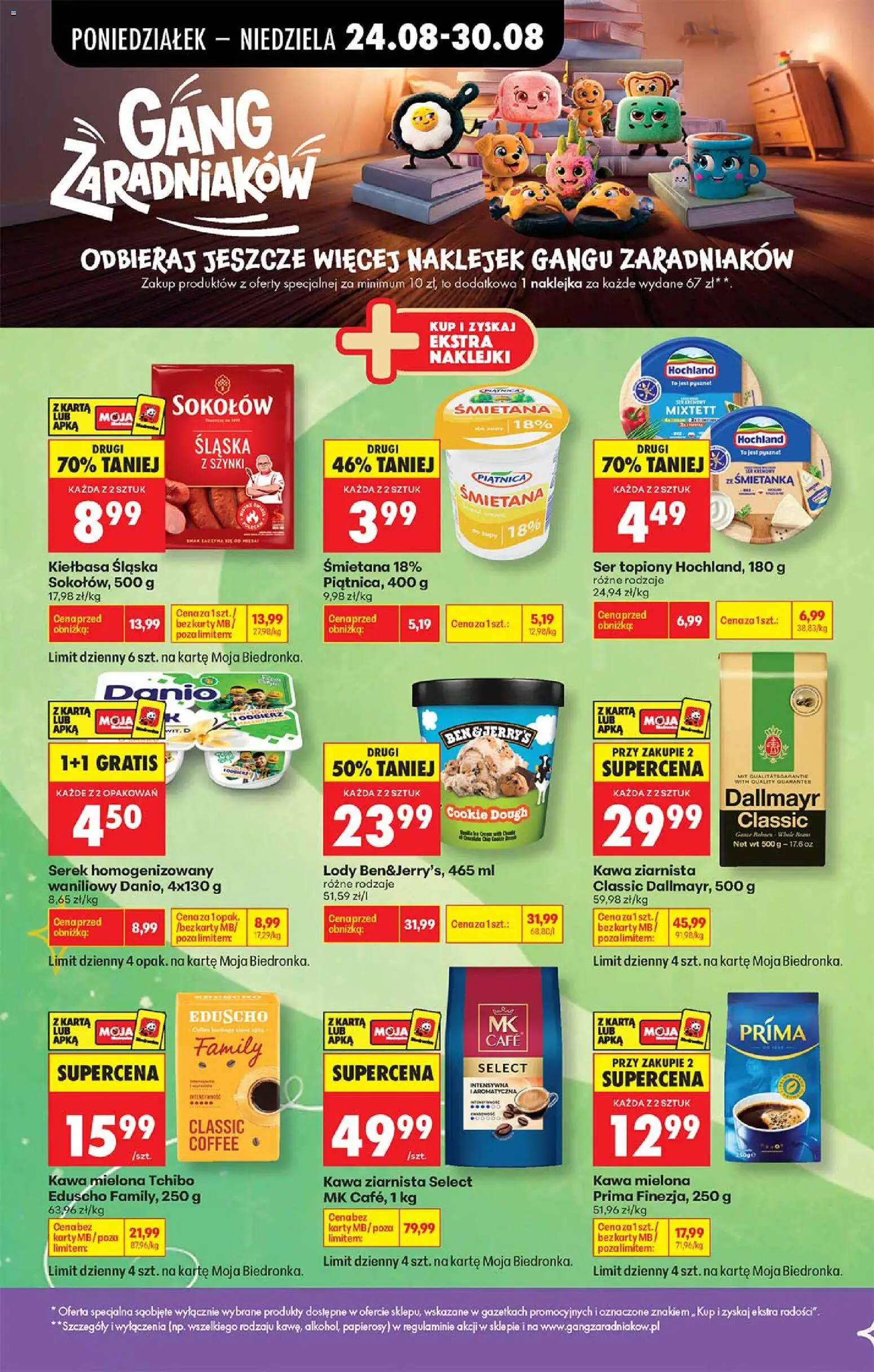 Biedronka Polsko leták - Gang zaradniakow od 24.08.2026 | Strana: 10 | Produkty: Tchibo, Ben & Jerry's, Karty