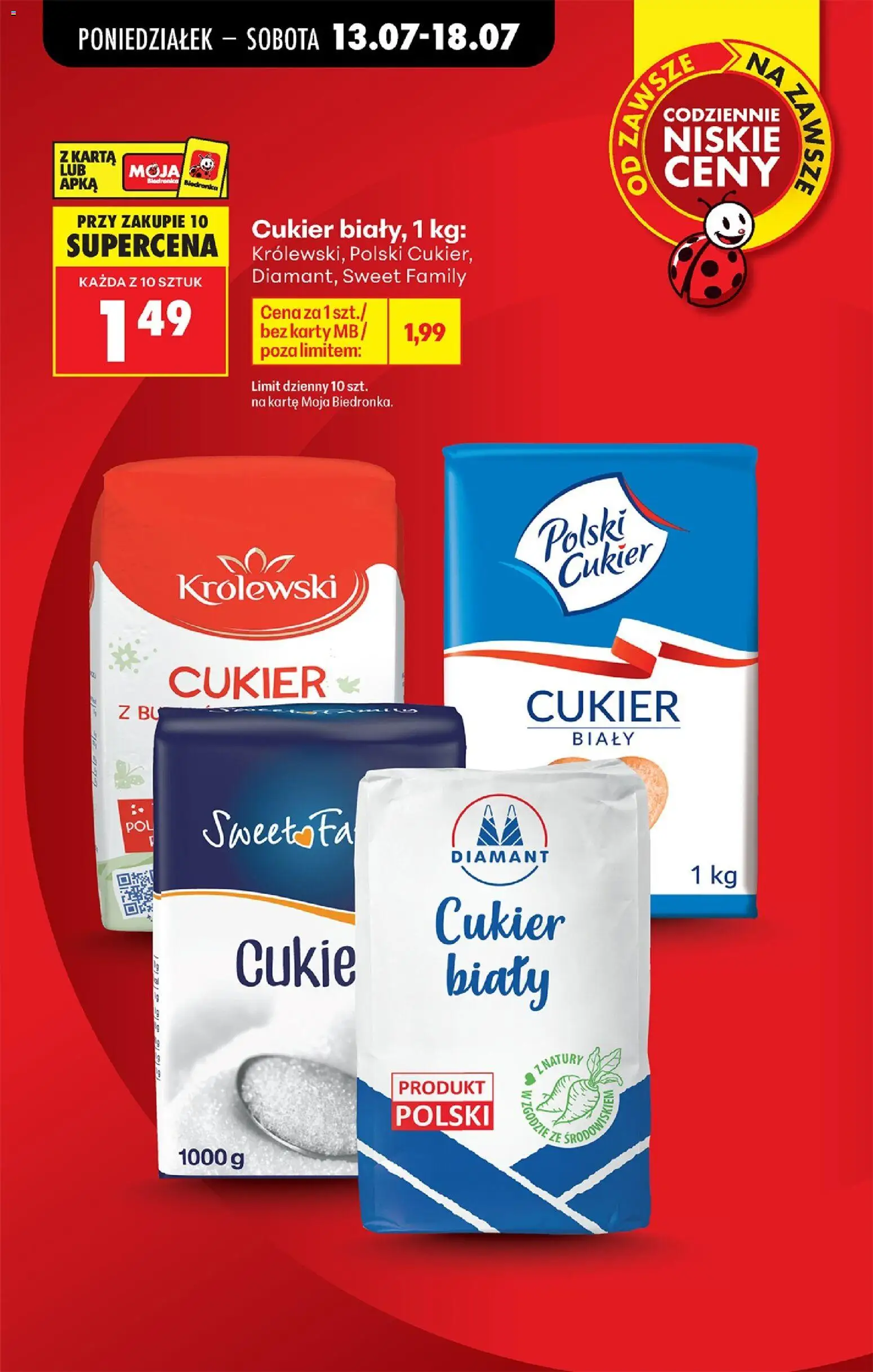 Biedronka gazetka od poniedziałku od 13.07.2026 | Strona: 9 | Produkty: Karta, Cukier biały, Cukier