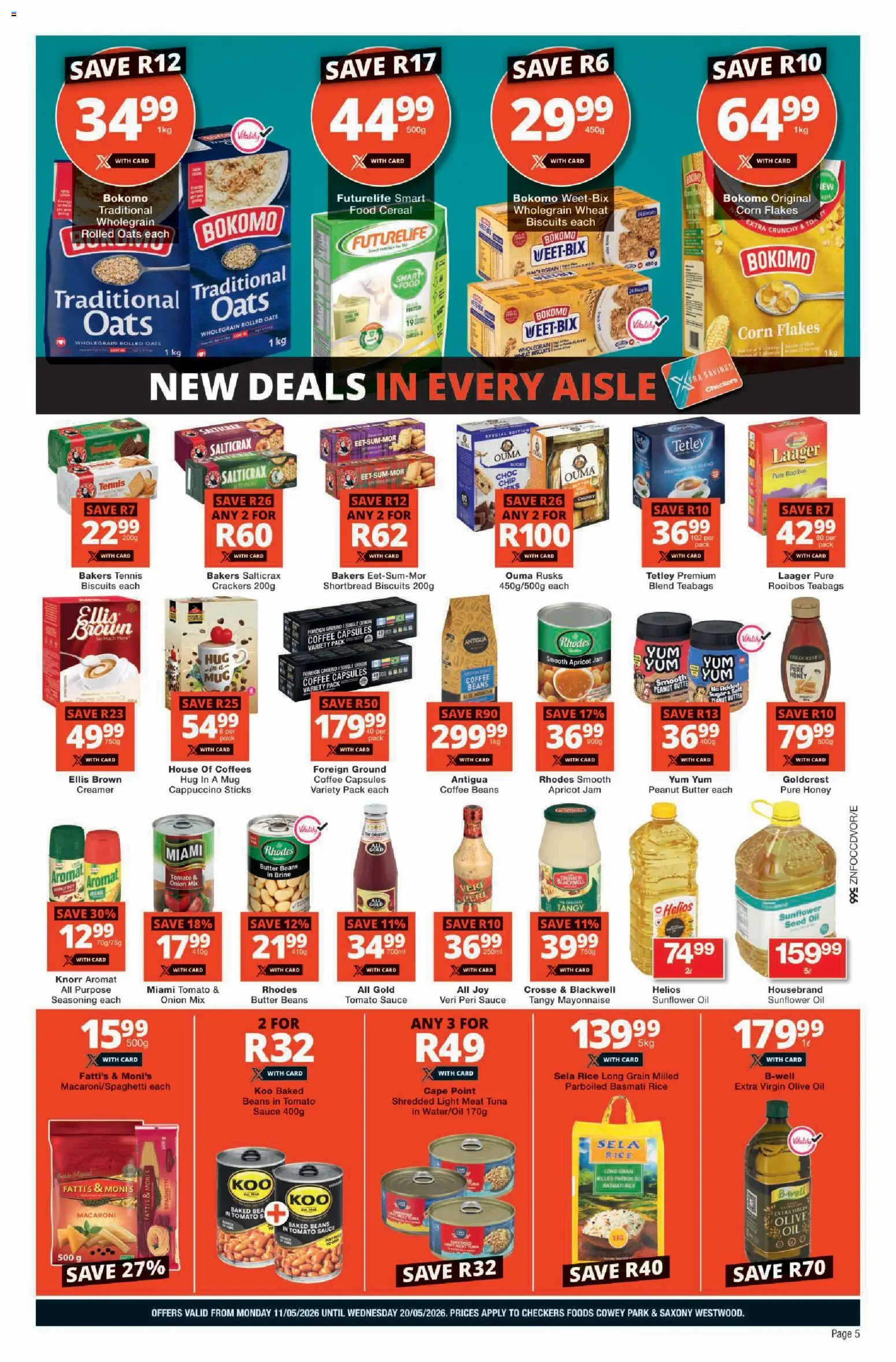 New Checkers catalogue – valid from 11.05.2026 | Page: 5 | Products: Oats, Oil, Mug, Rusks