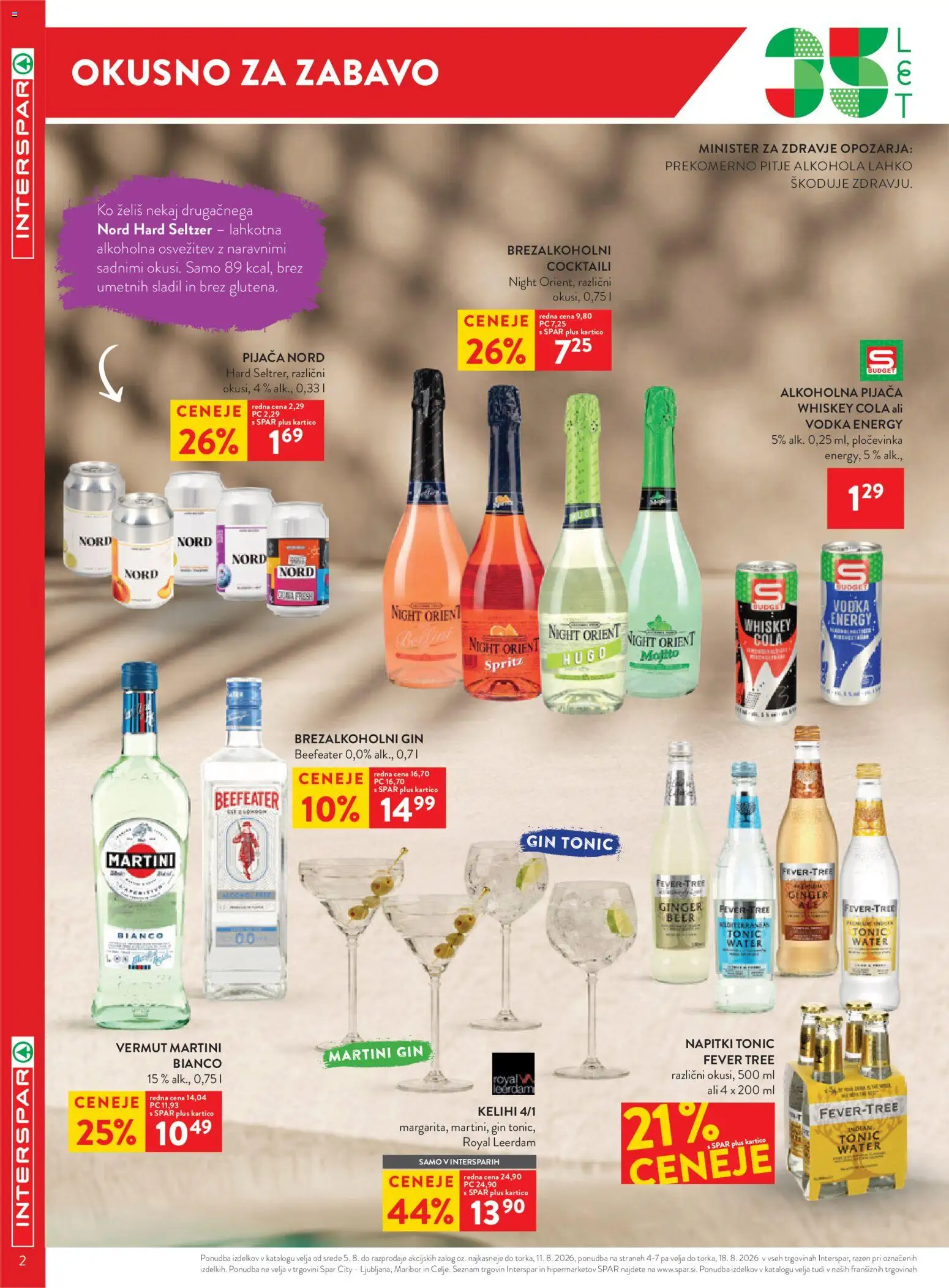 Novi Spar katalog ponudbe – veljaven od 05.08.2026 | Stran: 2 | Izdelki: Napitki, Gin, Vodka