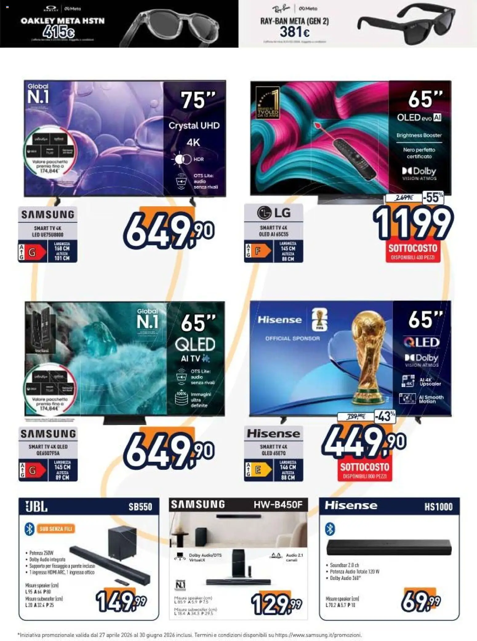 Volantino Unieuro del 22.05.2026 | Pagina: 3 | Prodotti: smart TV, TV, Speaker, Samsung