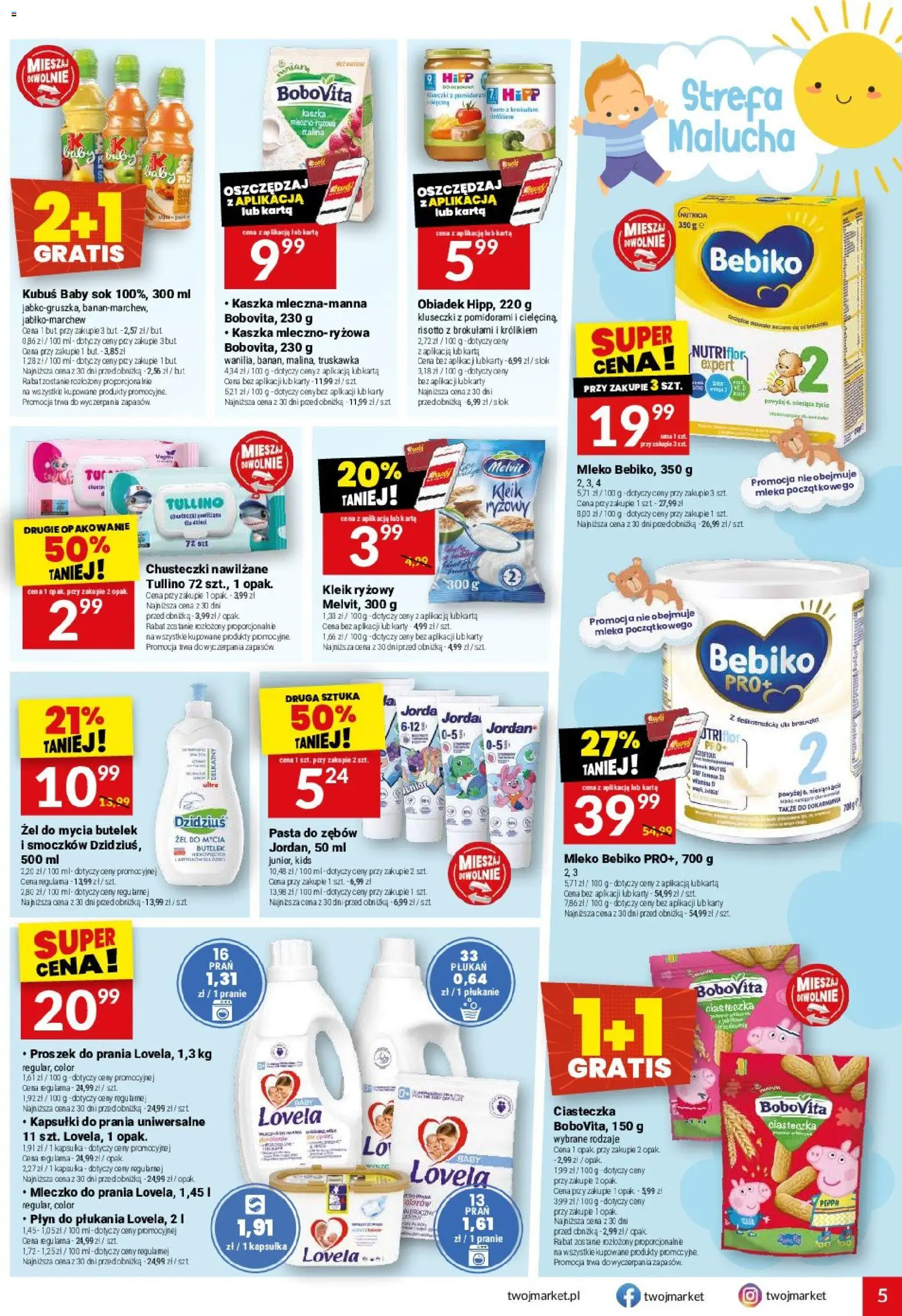 Twój Market gazetka od 09.09.2026 | Strona: 5 | Produkty: Kapsułki, Mleko Bebiko, Kapsułki do prania, Sok