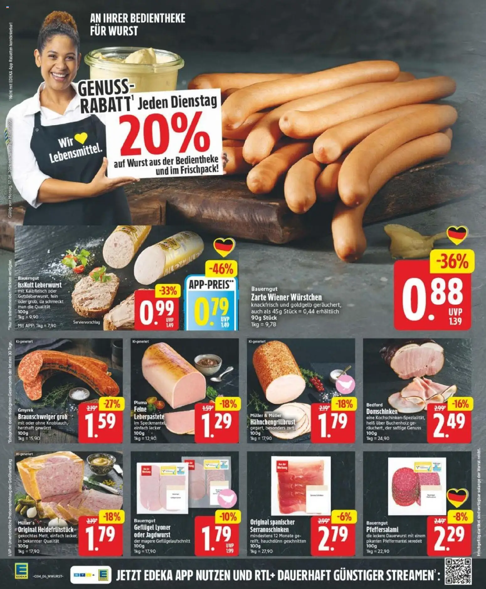 Edeka Prospekt Hannover – gültig ab 17.08.2026 | Seite: 6 | Produkte: Wiener wurstchen, Wurst, Bauerngut