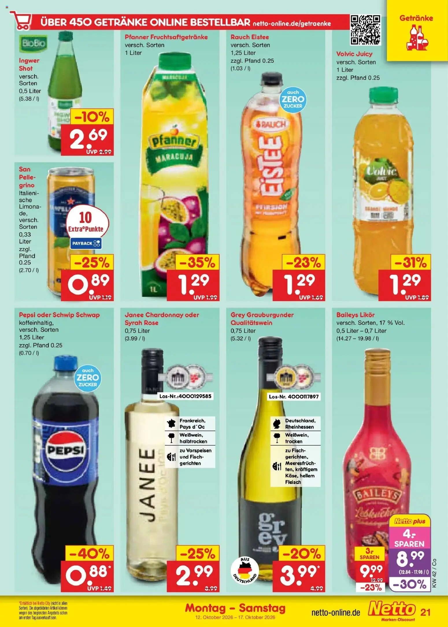 Netto Marken-Discount Prospekt Delitzsch – gültig ab 12.10.2026 | Seite: 25 | Produkte: Likör, Schwip schwap, Fisch, Fleisch