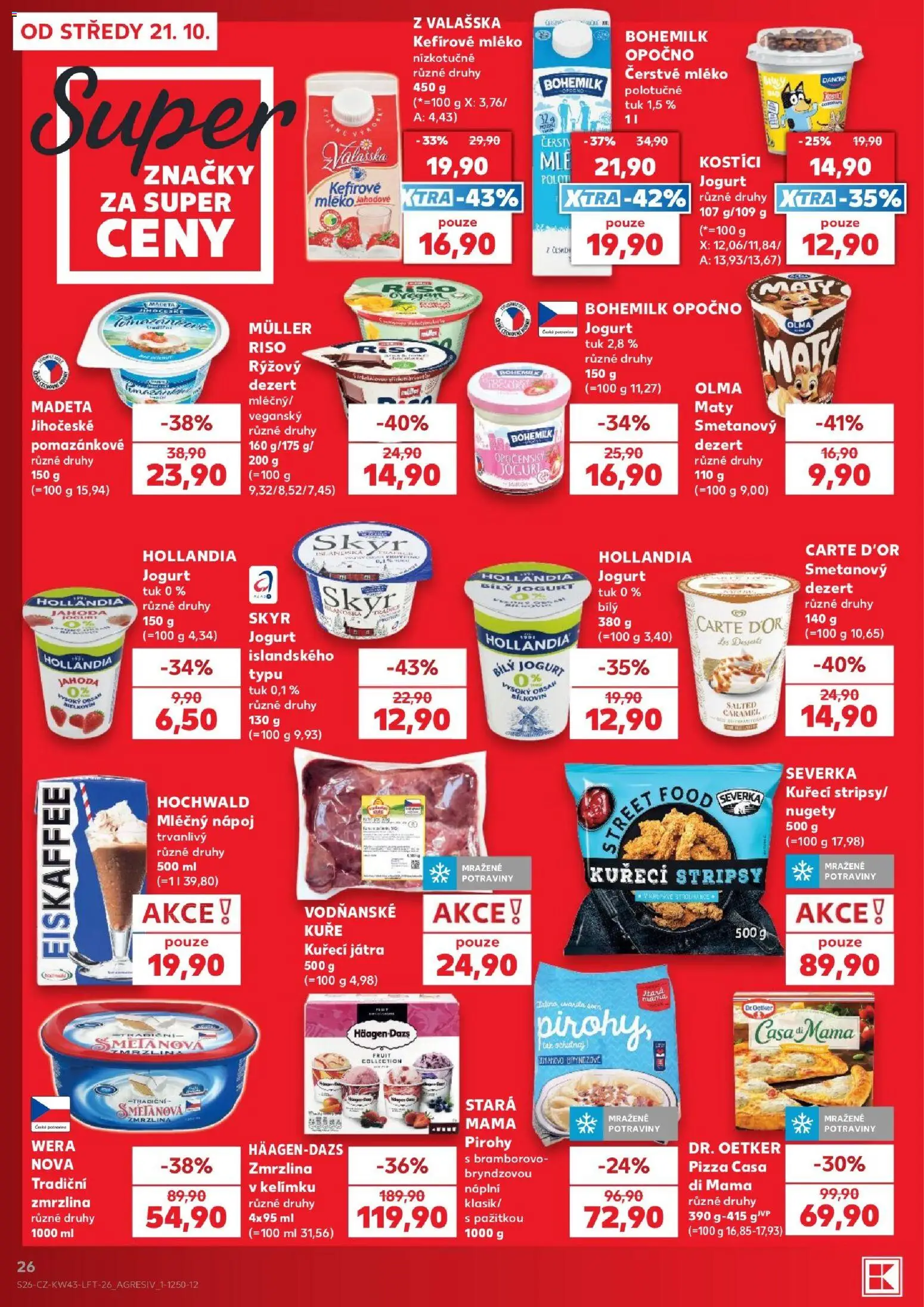 Kaufland leták - Plzeň od 21.10.2026 | Strana: 26 | Produkty: Kefír, Kuřecí Játra, Hollandia, Potraviny