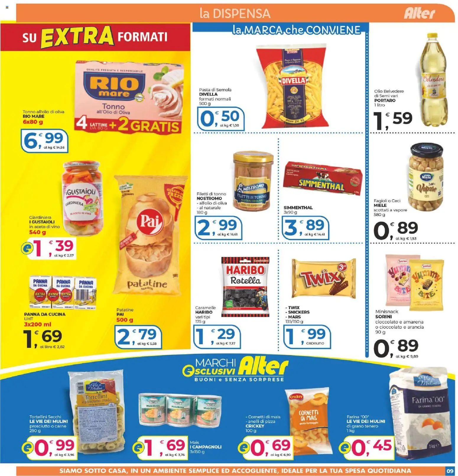 Volantino Alter Discount del 16/10/2026 | Pagina: 9 | Prodotti: Olio, Farina, Pasta, Tonno