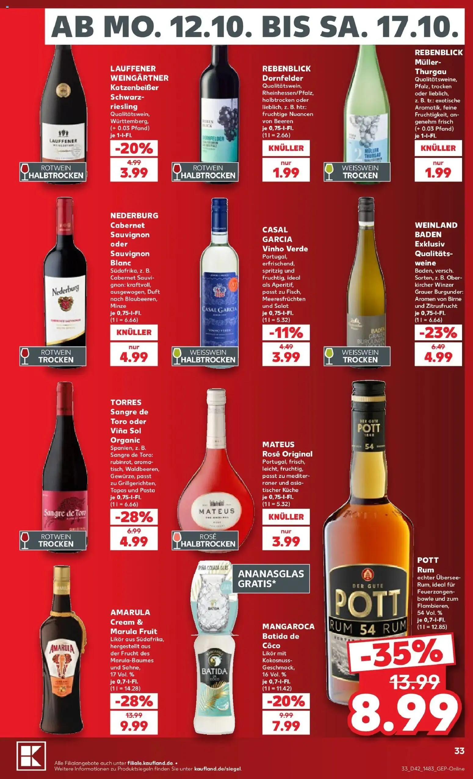 Prospekt Kaufland ab 12.10.2026 » Angebote Online zum Blättern | Seite: 37 | Produkte: Weißwein, Rotwein, Duft, Pasta