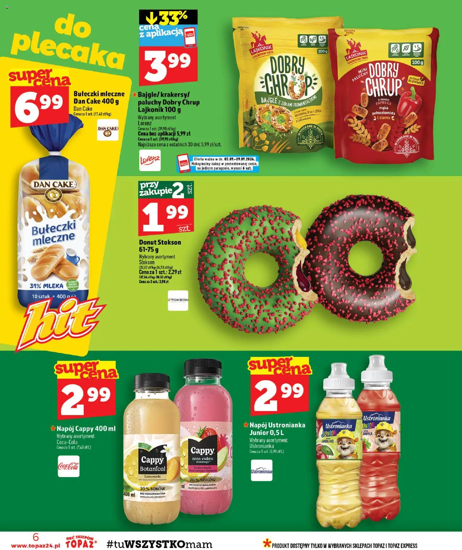 Topaz gazetka - MAZ od 03.09.2026 | Strona: 6 | Produkty: Mleka, Papryka, Donut, Mąka
