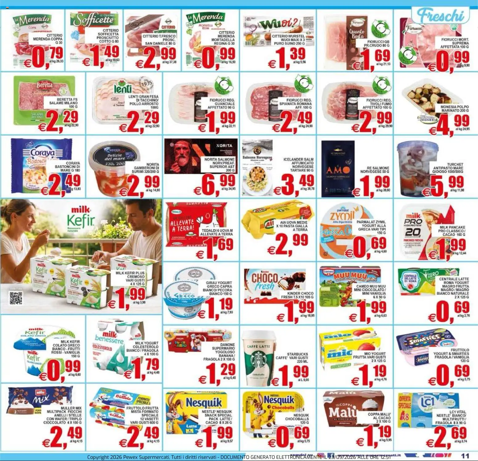 Volantino Pewex del 23/09/2026 | Pagina: 11 | Prodotti: Salmone, Suino, Wurstel, Mortadella