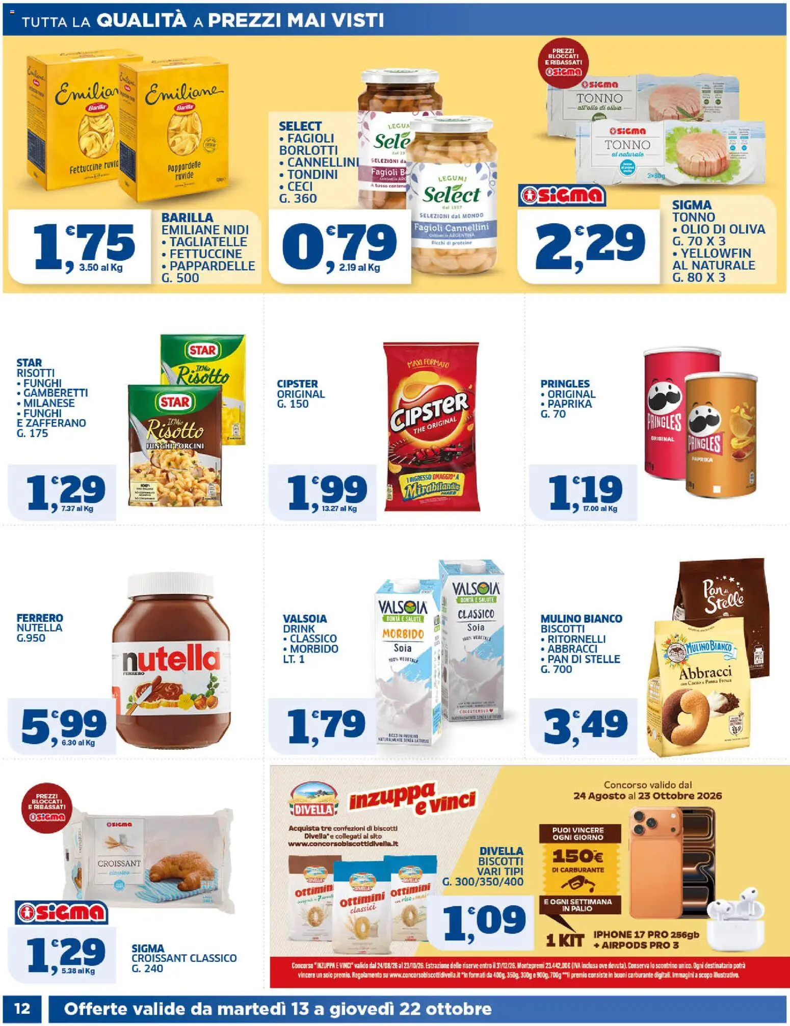 Volantino SIGMA del 13/10/2026 | Pagina: 12 | Prodotti: Panna, Ceci, Olio, Tonno