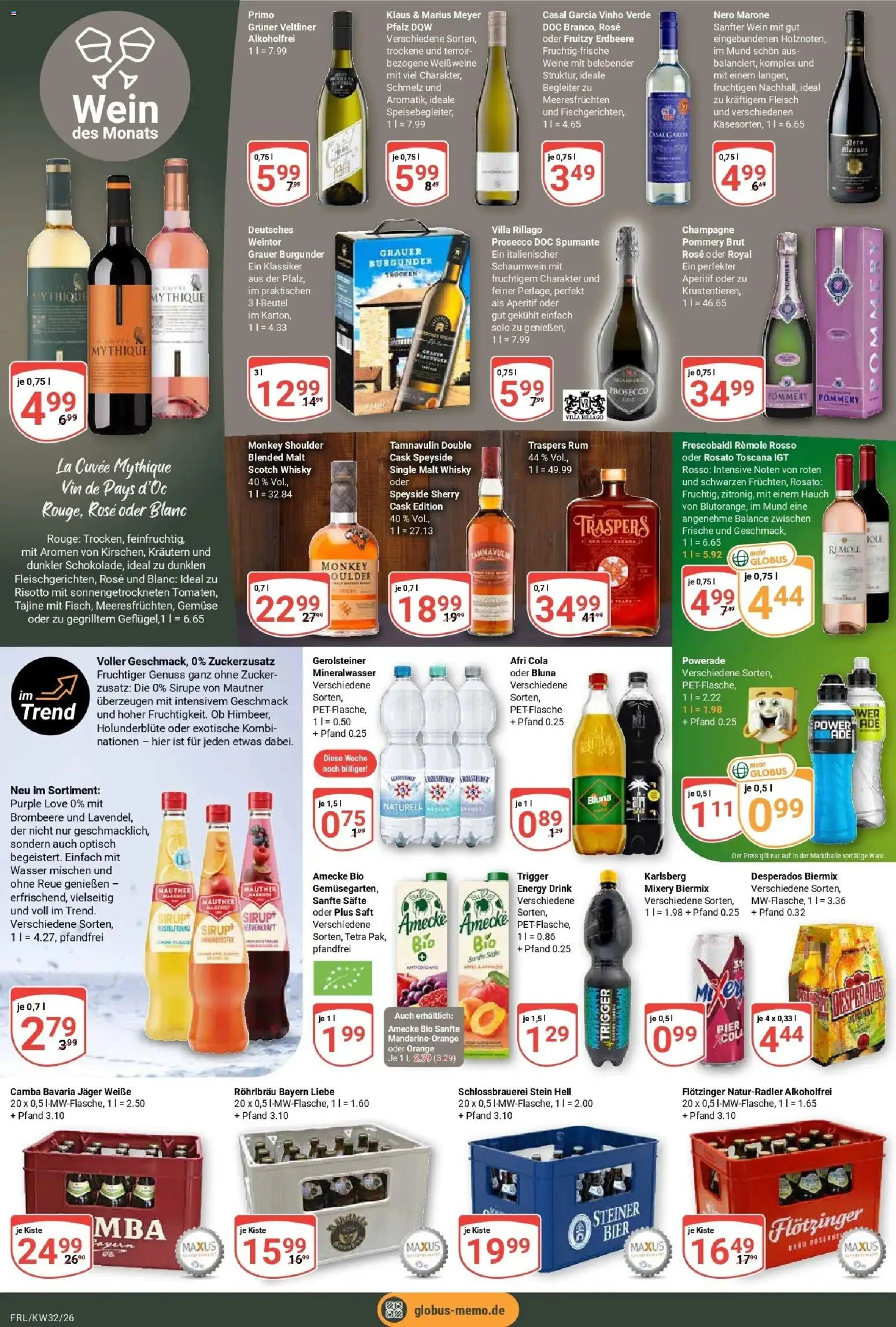 Globus Prospekt Freilassing (ab 03.08.2026) » Angebote online | Seite: 18 | Produkte: Rouge, Prosecco, Powerade, Mixery