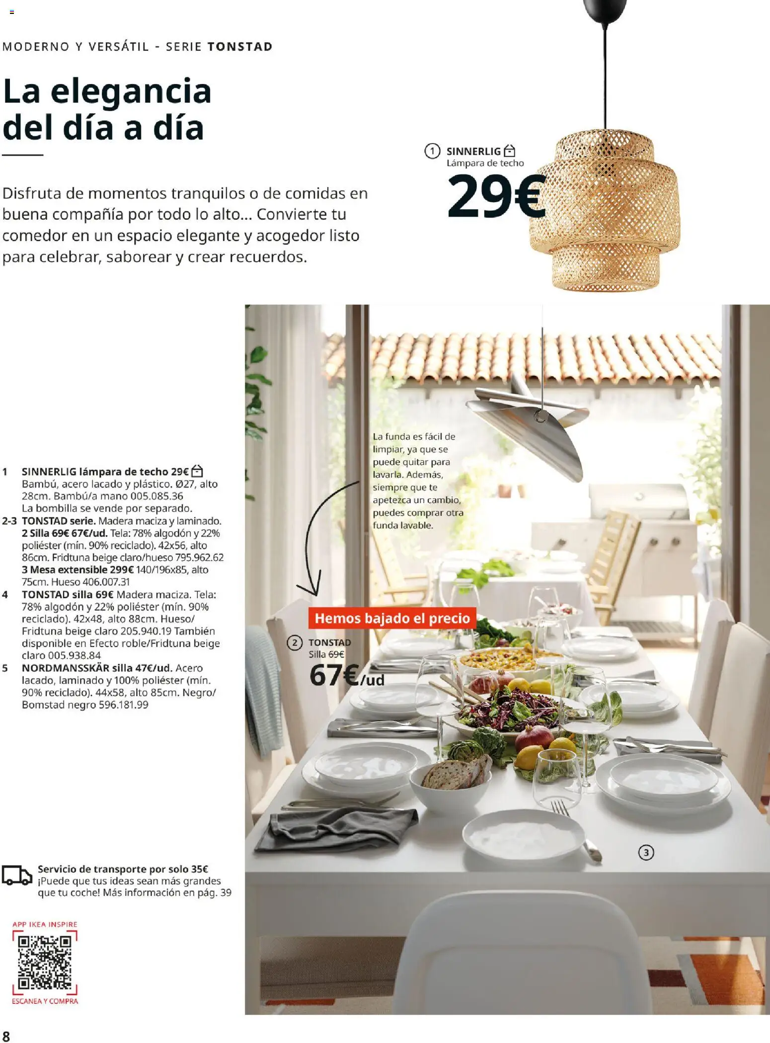 IKEA - Comedores │ válido desde el 01/09/2026 | Página: 8 | Productos: Mesa extensible, Lámpara de techo, Bombilla, Algodón