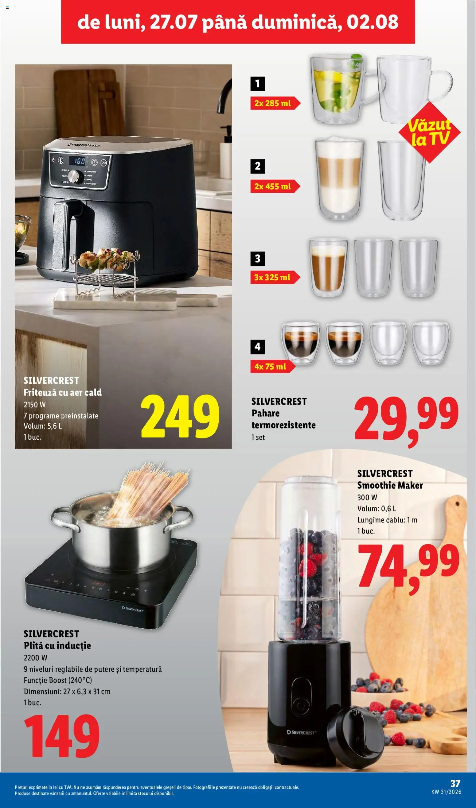 Noul catalog Lidl – valabil de la 27.07.2026 | Pagină: 37 | Produse: Cablu, Friteuza cu aer cald, Plită, Smoothie