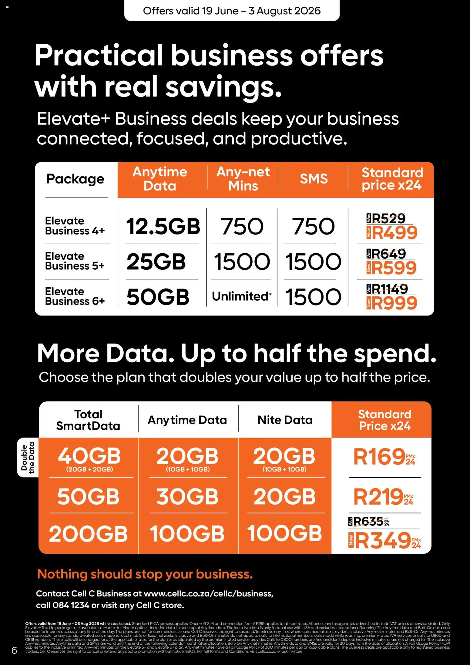 New Cell C catalogue – valid from 19/06/2026 | Page: 6 | Products: Data, Sim