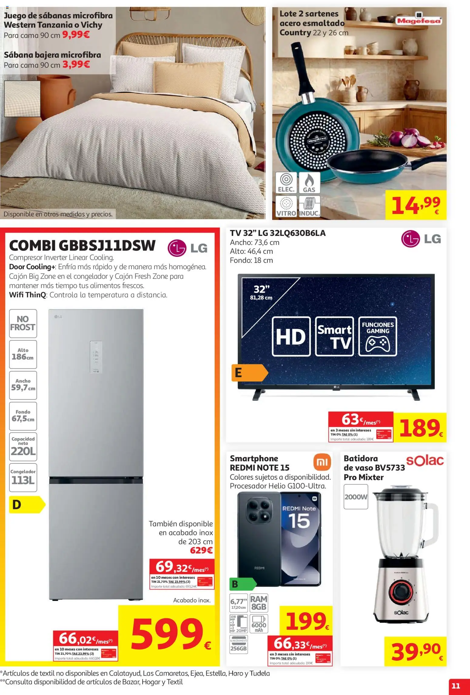 Alcampo Superstore No Litoral │ válido desde el 29/07/2026 | Página: 11 | Productos: Smartphone, Combi, Cama, Κούβα