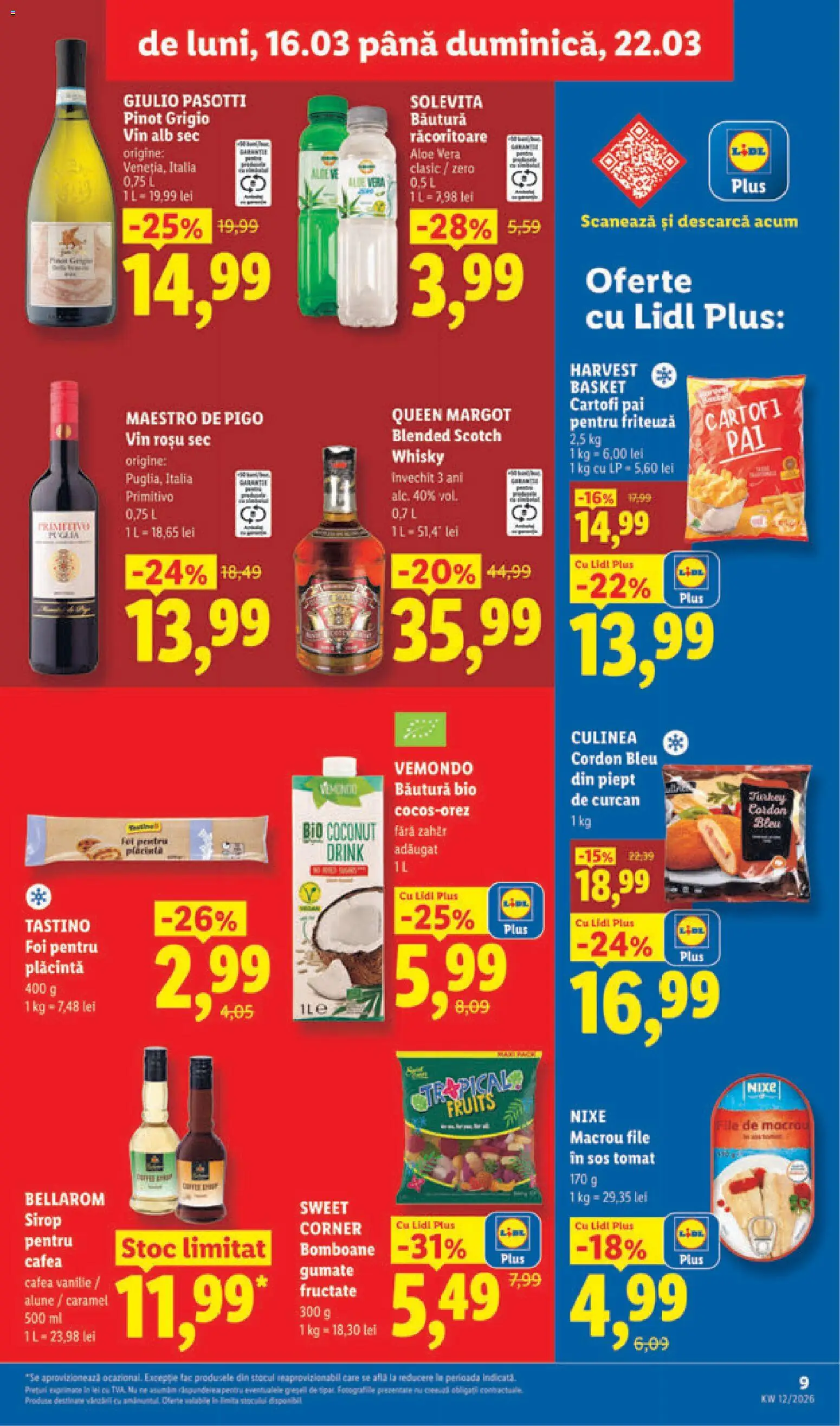 Noul catalog Lidl – valabil de la 16.03.2026 | Pagină: 9 | Produse: Plăcintă, Alune, Vin, Bomboane