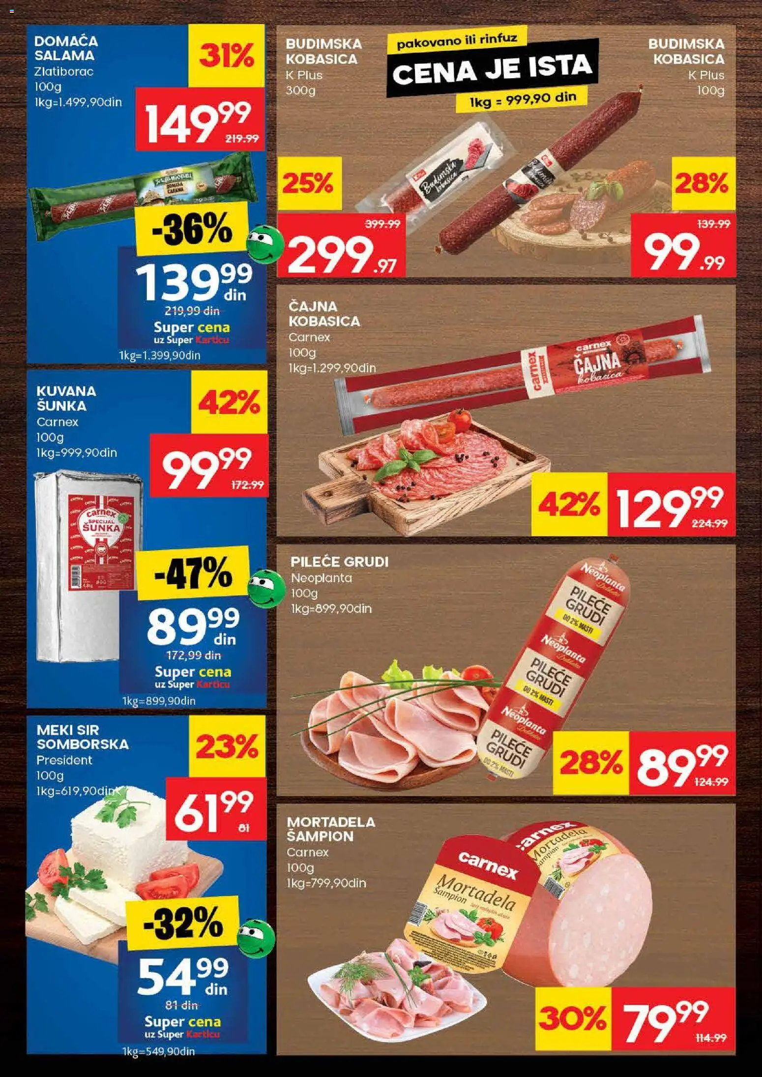 Idea katalog - važi od 28.05.2026 | Strana: 6 | Proizvode: Pileće grudi, Mortadela, Sir, Šunka