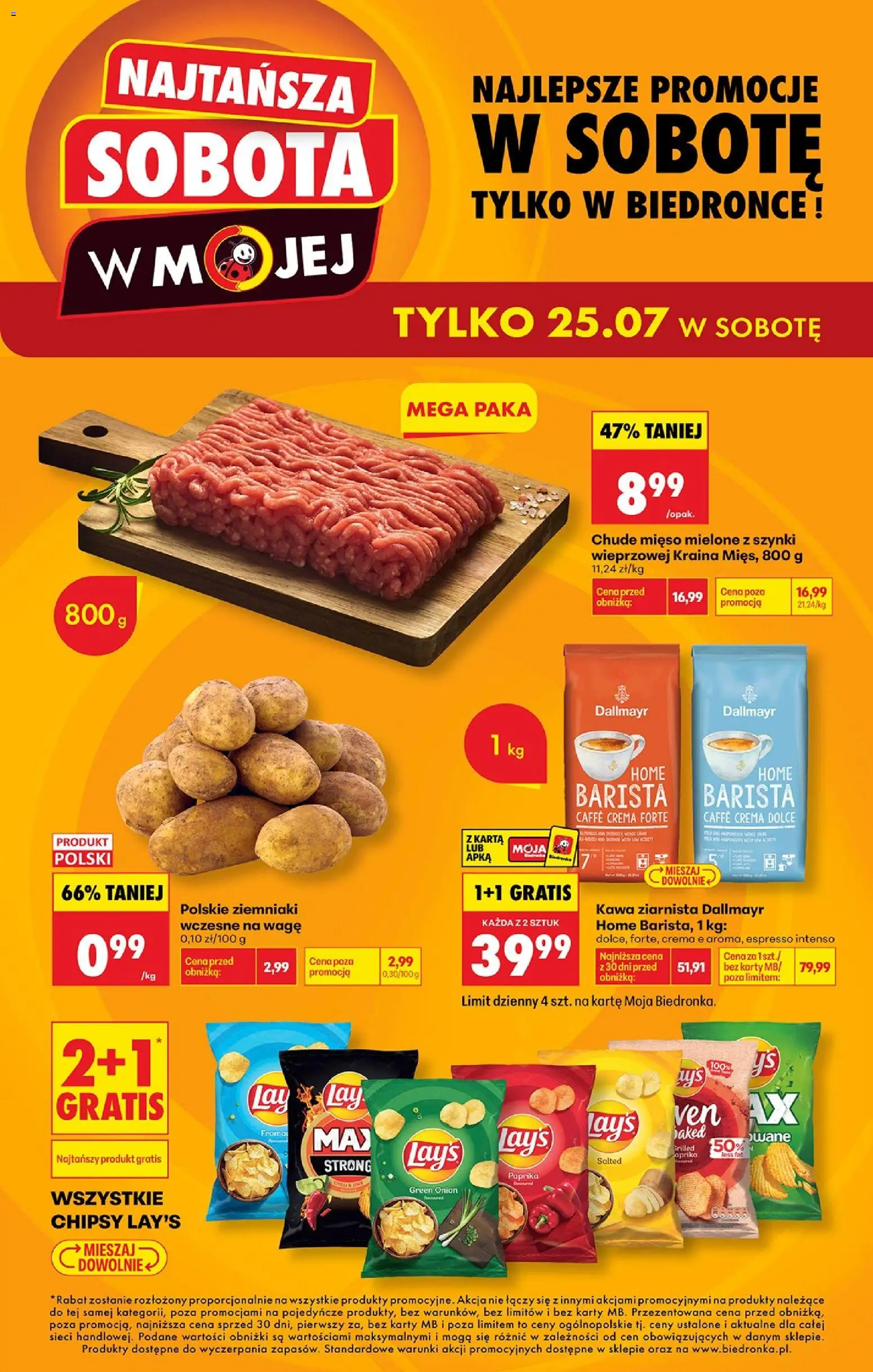 Biedronka Polsko leták - Najtańsza sobota od 25.07.2026 | Strana: 1 | Produkty: Paprika, Caffè crema, Lay's, Chipsy