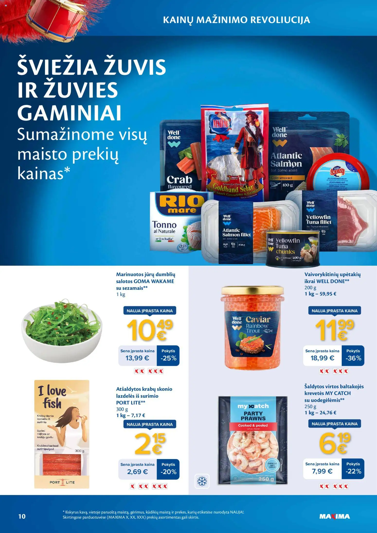MAXIMA akcijos nuo 2026.03.03 | Puslapis: 10 | Prekių: Salotos, Surimi, Žuvis, Ikrai