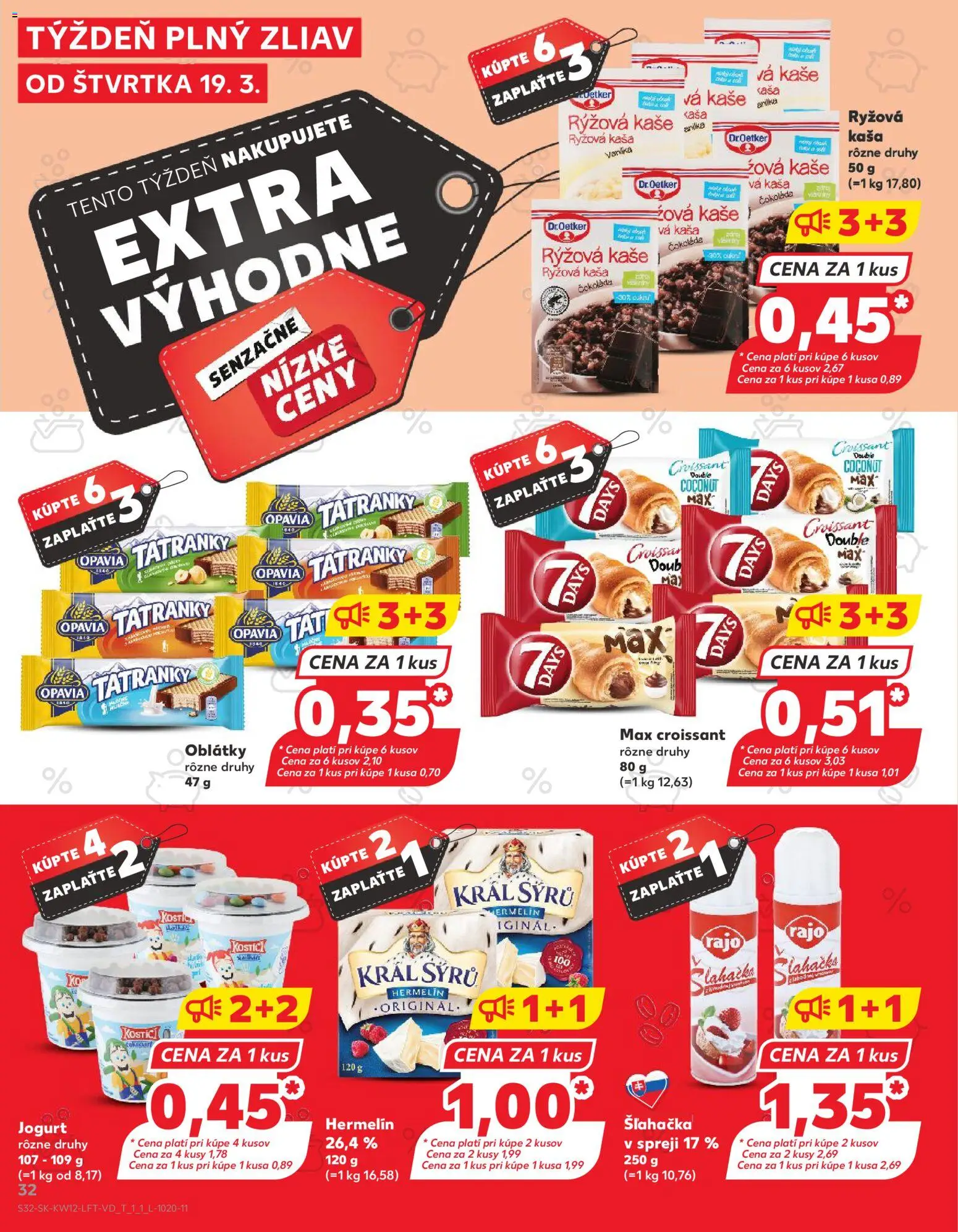 Nové Kaufland akcie – leták je platný od 19.03.2026 | Strana: 32 | Produkty: Jogurt, Croissant, Čokoláda, Šľahačka