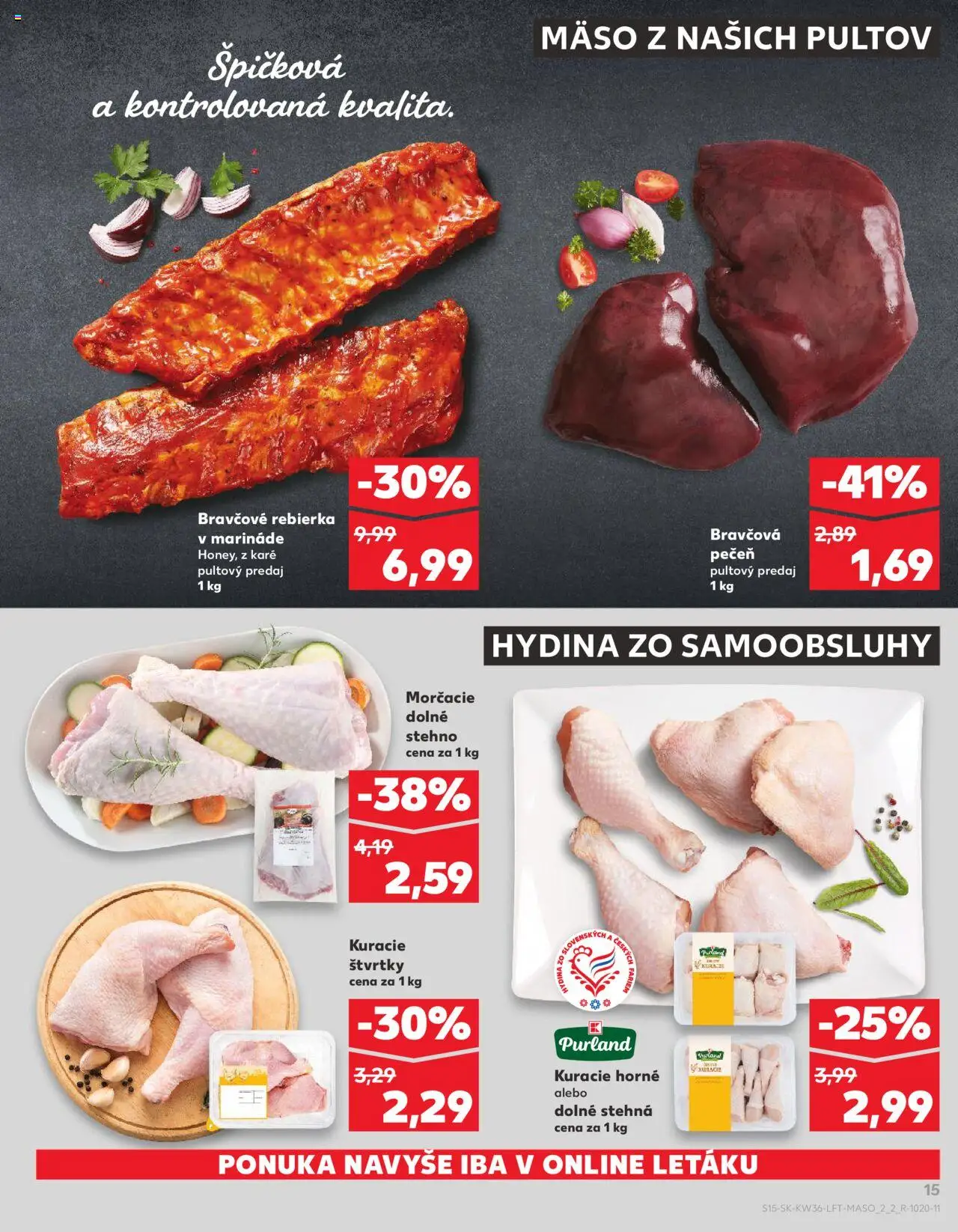 Nové Kaufland akcie – leták je platný od 04.09.2025 | Strana: 15 | Produkty: Bravčová pečeň, Mäso, Pečeň