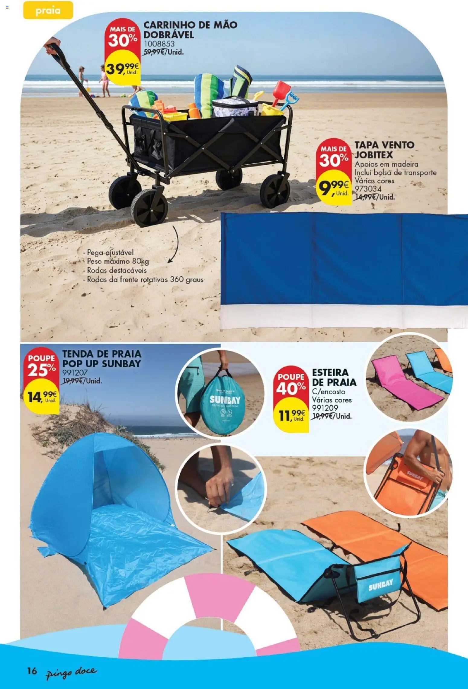 Pingo Doce Bazar Verão │ válido de 09.06.2026 | Página: 16 | Produtos: Bolsa, Carrinho de mão, Tenda, Esteira