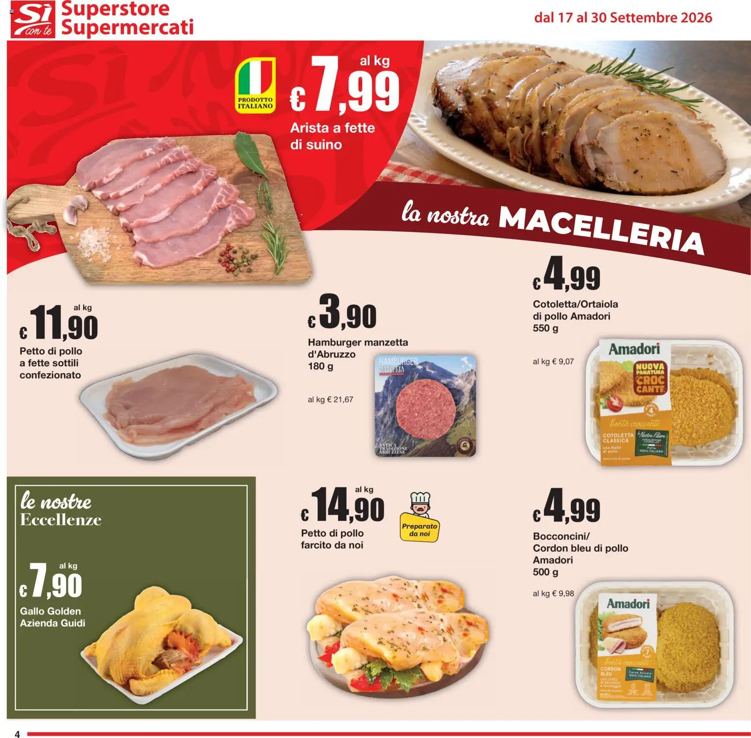 Volantino Sì con Te del 17/09/2026 | Pagina: 4 | Prodotti: Suino, Tacchino, Carne, Hamburger