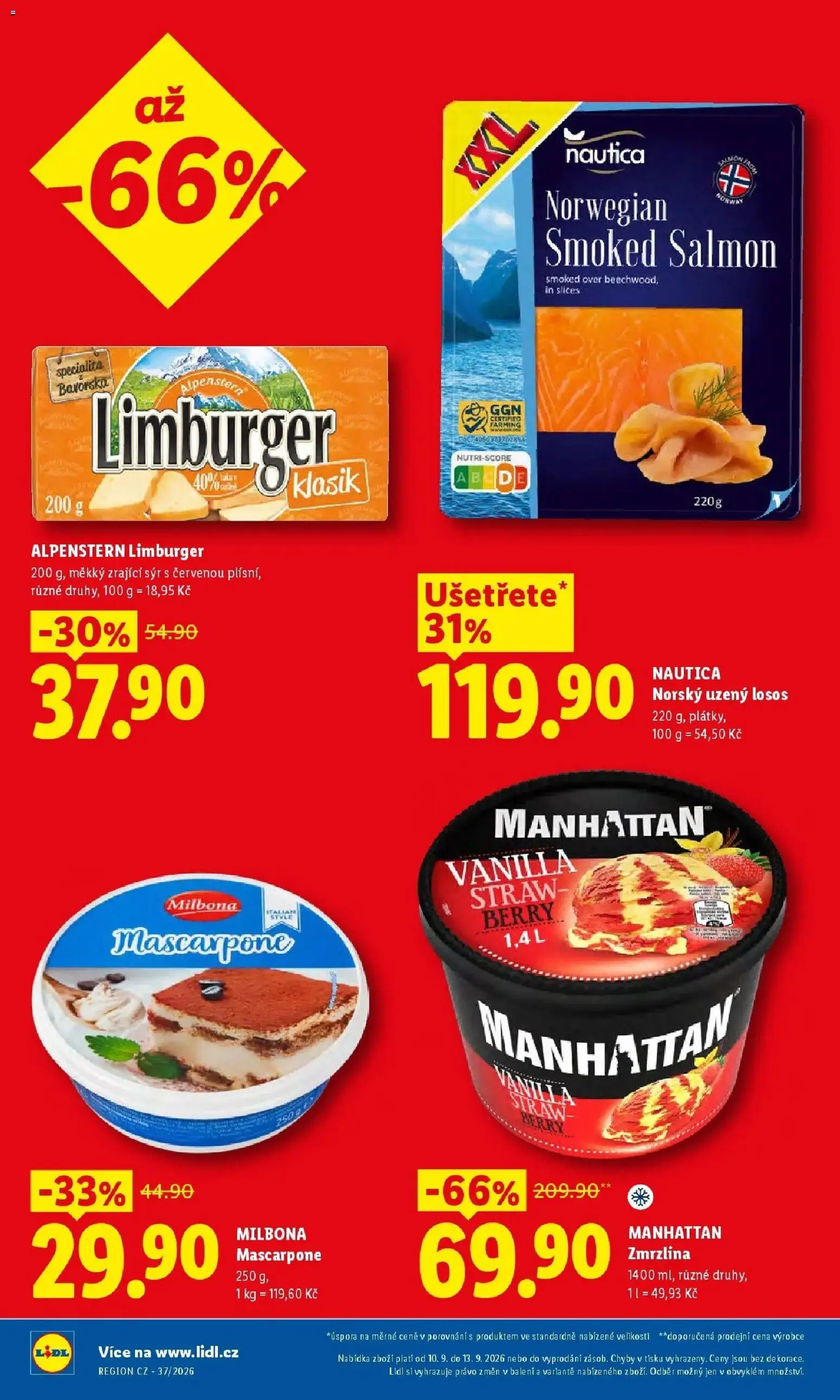 Lidl leták od 10.09.2026 - Nový akční leták | Strana: 4 | Produkty: Zmrzlina, Milbona, Manhattan, Manhattan zmrzlina