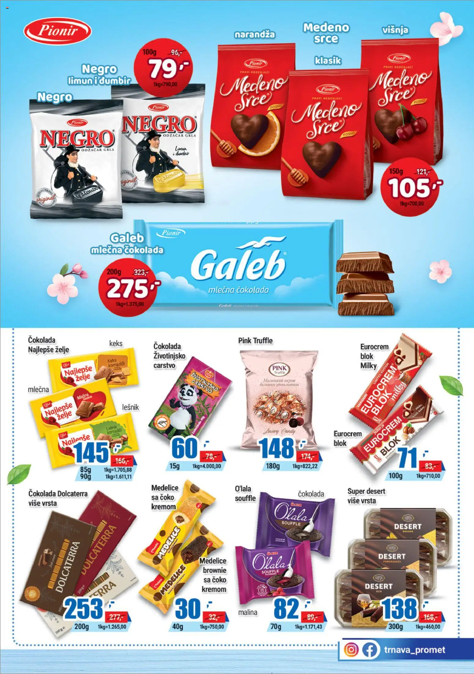 Trnava Promet katalog - važi od 27.04.2026 | Strana: 9 | Proizvode: Višnja, Malina, Candy, Čokolada