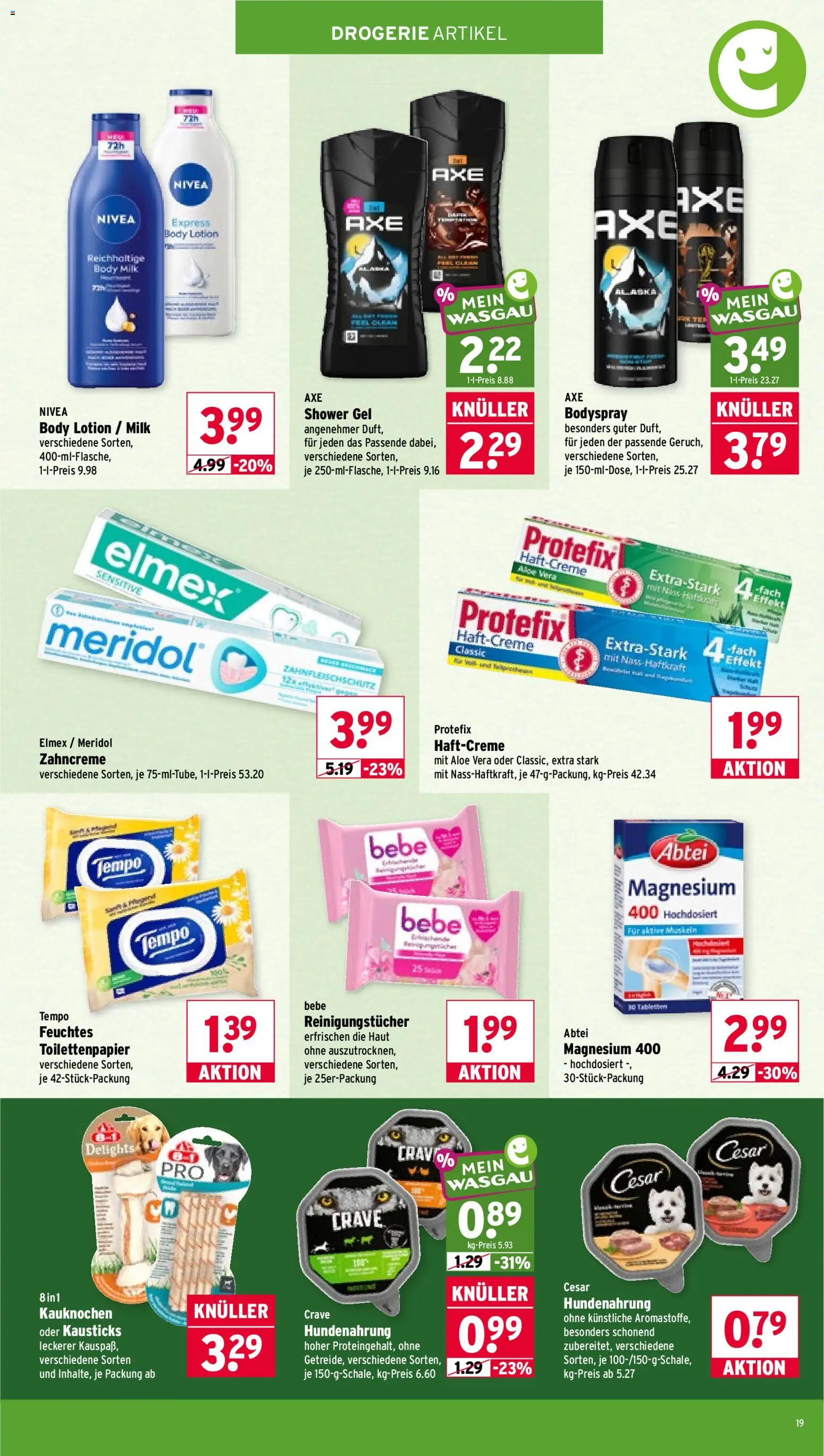 Wasgau Prospekt – gültig ab 08.06.2026 | Seite: 19 | Produkte: Duft, Reinigungstücher, Body Lotion, Tempo