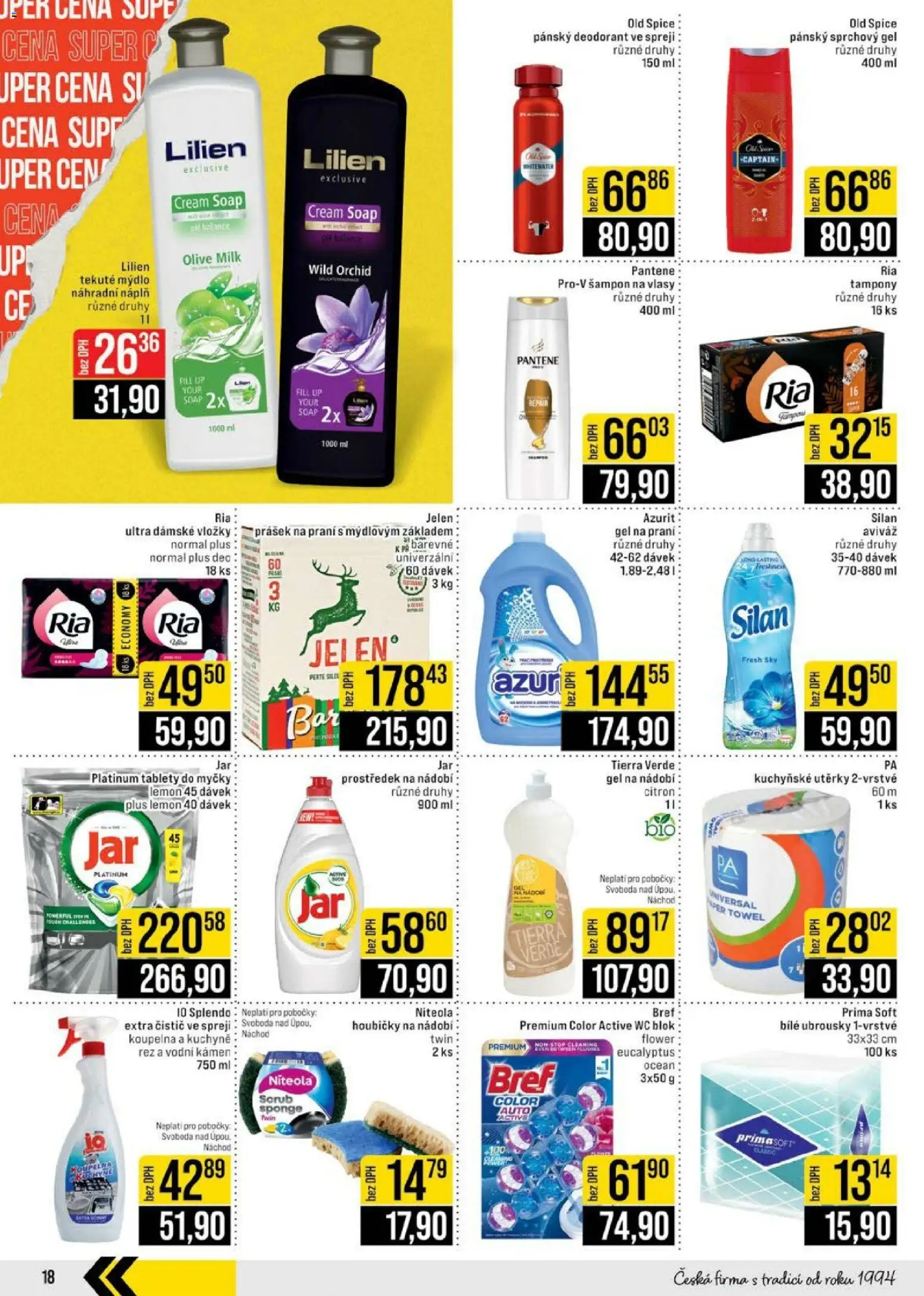 Jip leták - Cash & Carry od 01.07.2026 | Strana: 18 | Produkty: Sprchový gel, Nádobí, Silan, Koupelna