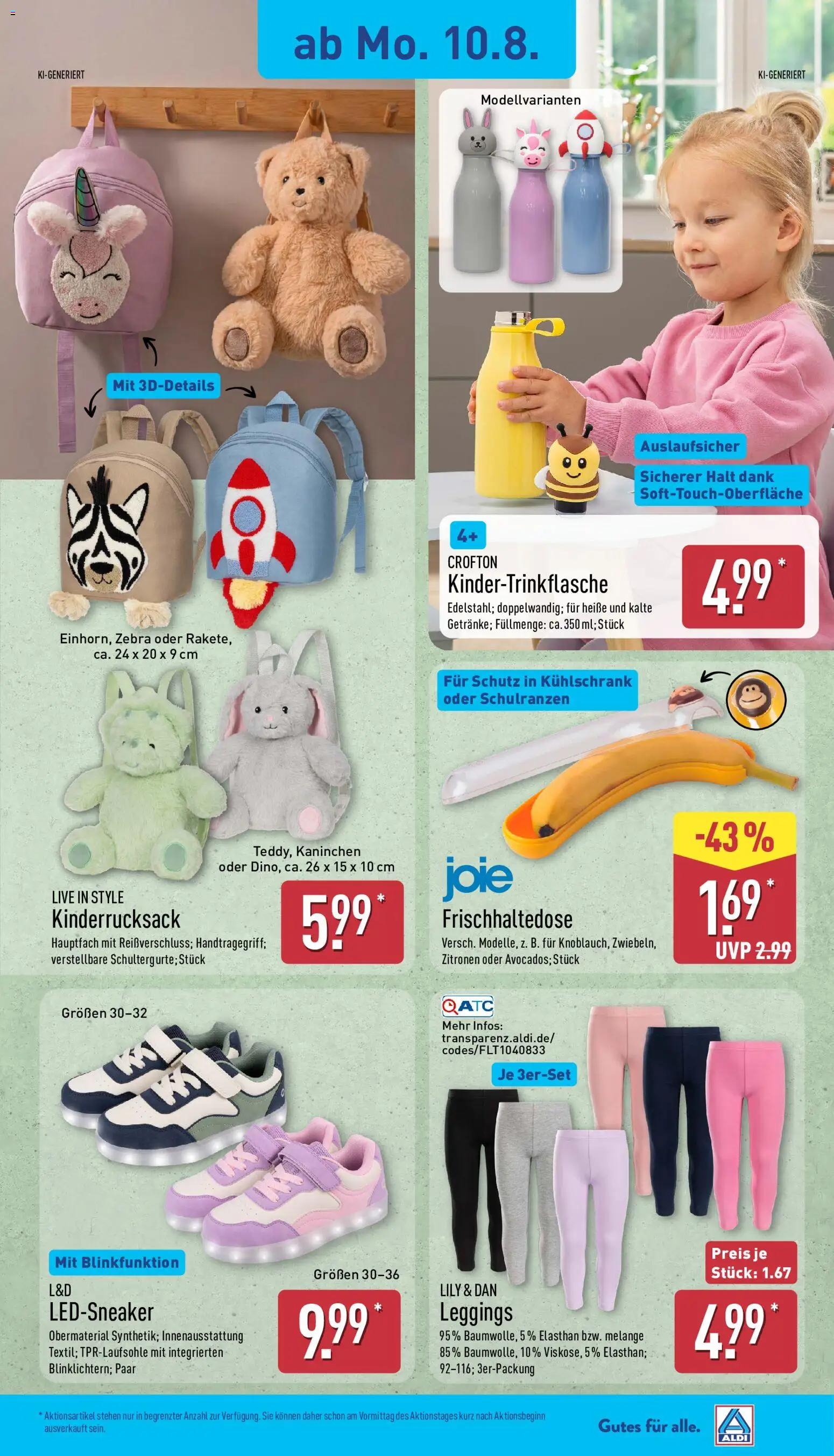 Aldi Prospekt – gültig ab 10.08.2026 | Seite: 17 | Produkte: Kaninchen, Kühlschrank, Leggings, Zitronen