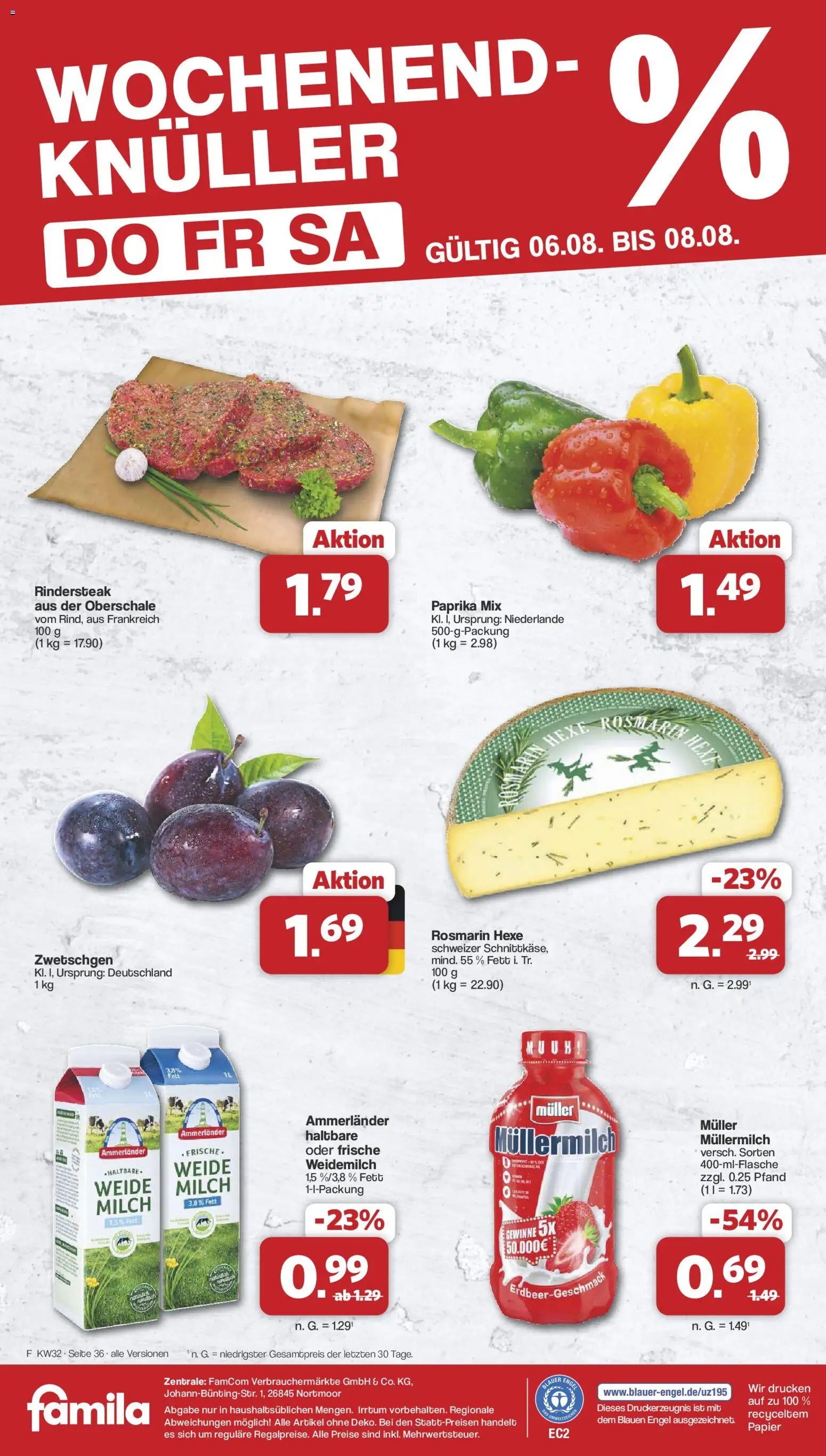 Famila Nordwest Prospekt – gültig ab 03.08.2026 | Seite: 40 | Produkte: Milch, Zwetschgen, Müllermilch, Muller mullermilch
