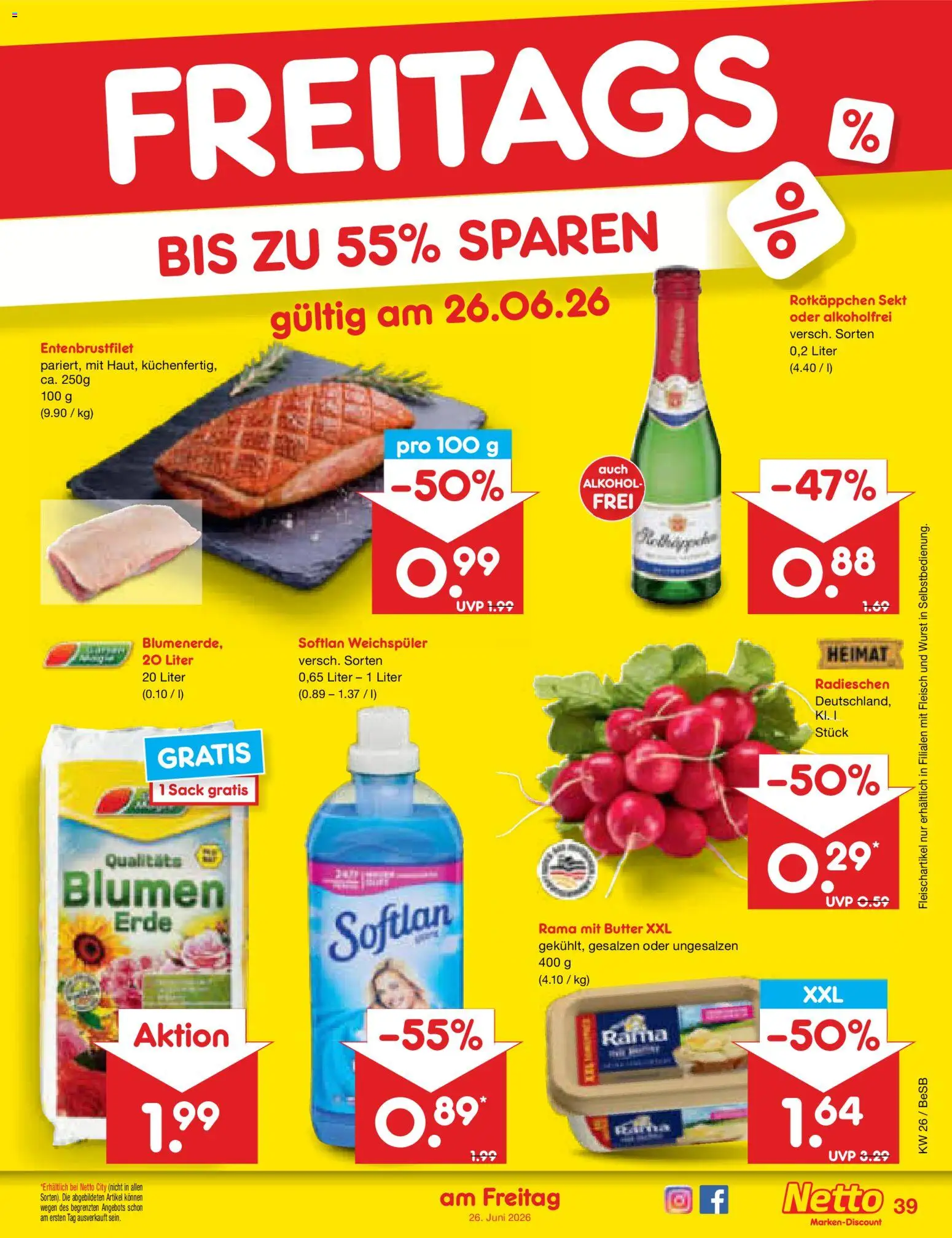Netto Marken-Discount Prospekt – gültig ab 22.06.2026 | Seite: 51 | Produkte: Rotkappchen sekt, Blumen, Weichspüler, Wurst