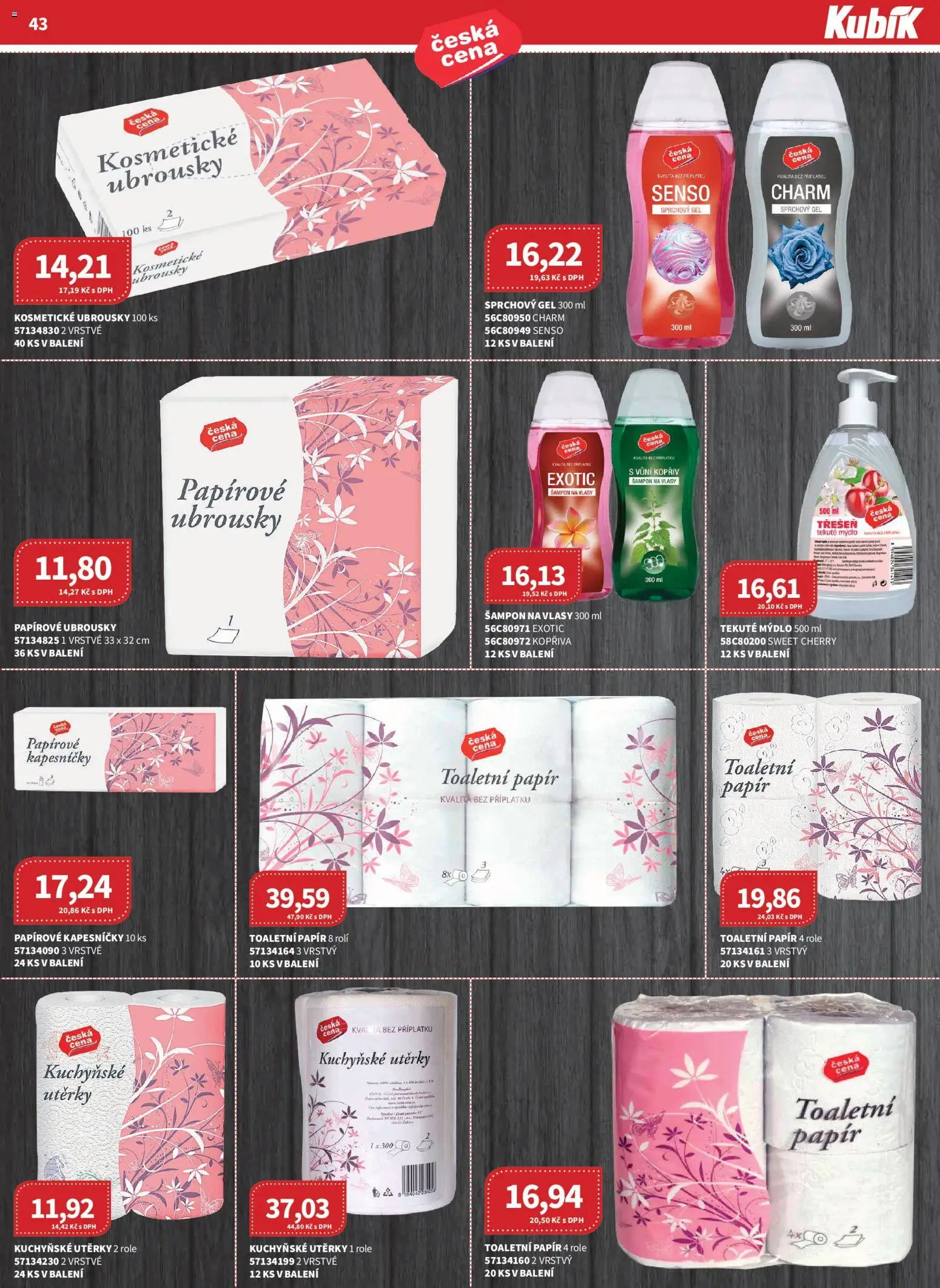 Kubík leták - Velkoobchod 09/2026 od 01.09.2026 | Strana: 43 | Produkty: Sprchový gel, Kuchyňské utěrky, Toaletní papír, Ubrousky
