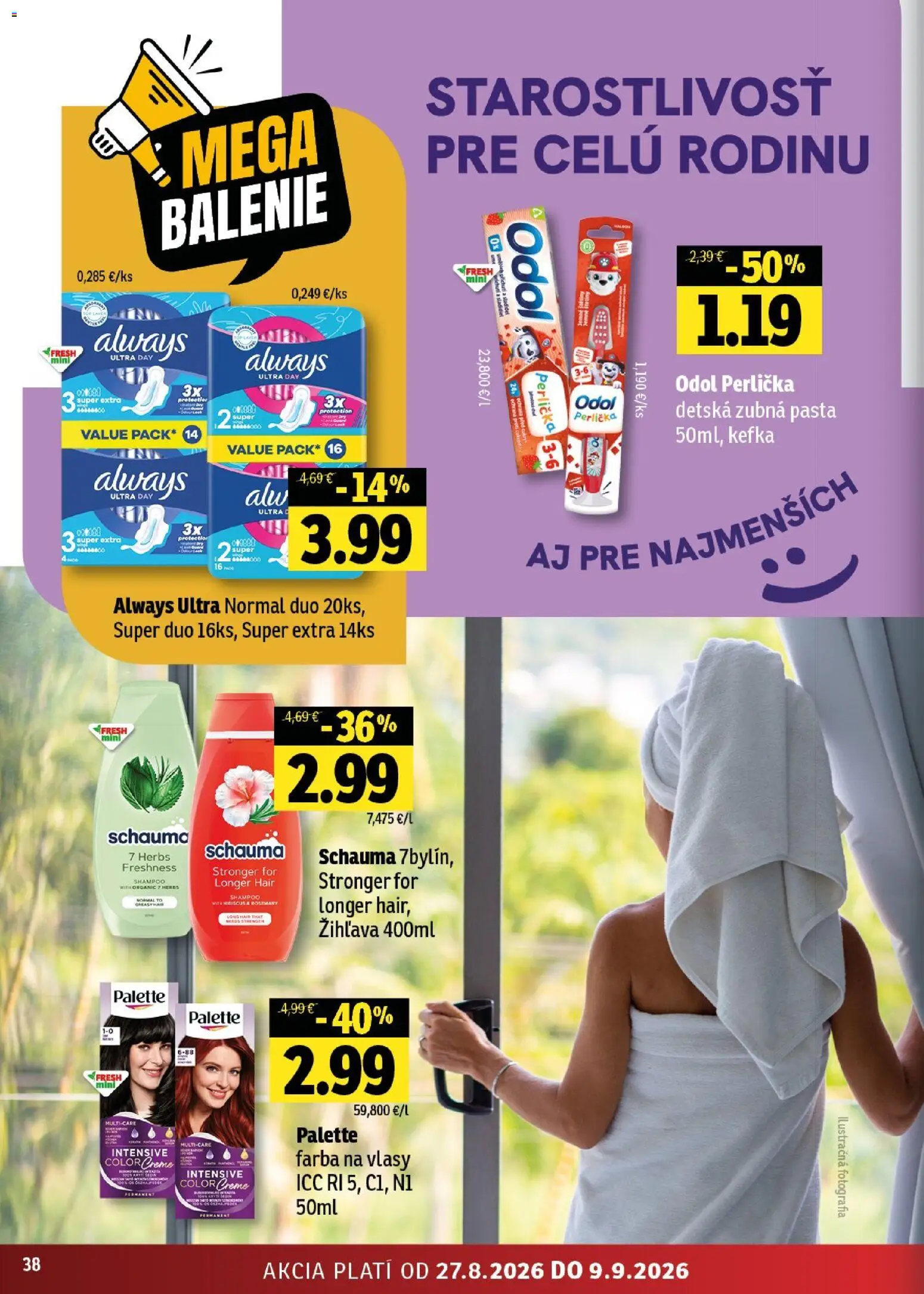 Nové Fresh akcie – leták je platný od 27.08.2026 | Strana: 38 | Produkty: Farba na vlasy, Zubná pasta