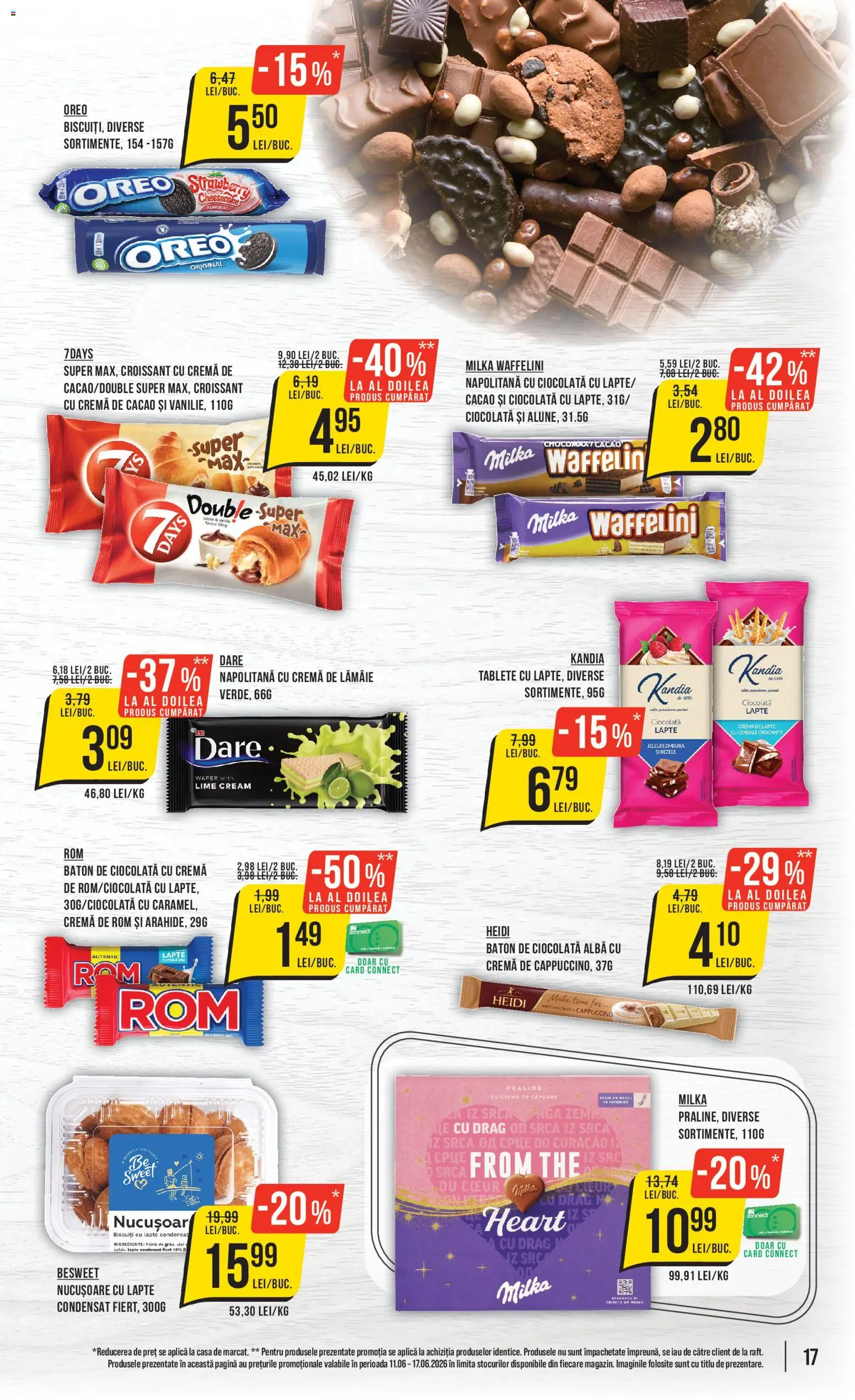 Noul catalog Mega Image – valabil de la 11.06.2026 | Pagină: 17 | Produse: Praline, Lapte, Ciocolată, Biscuiți