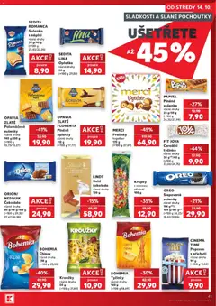 Náhled letáku BOHEMIA Chipsy, různé druhy 130 g od 14.10.2026 | Strana: 41 | Produkty: Sladkosti, Chipsy, Lina, Sušenky