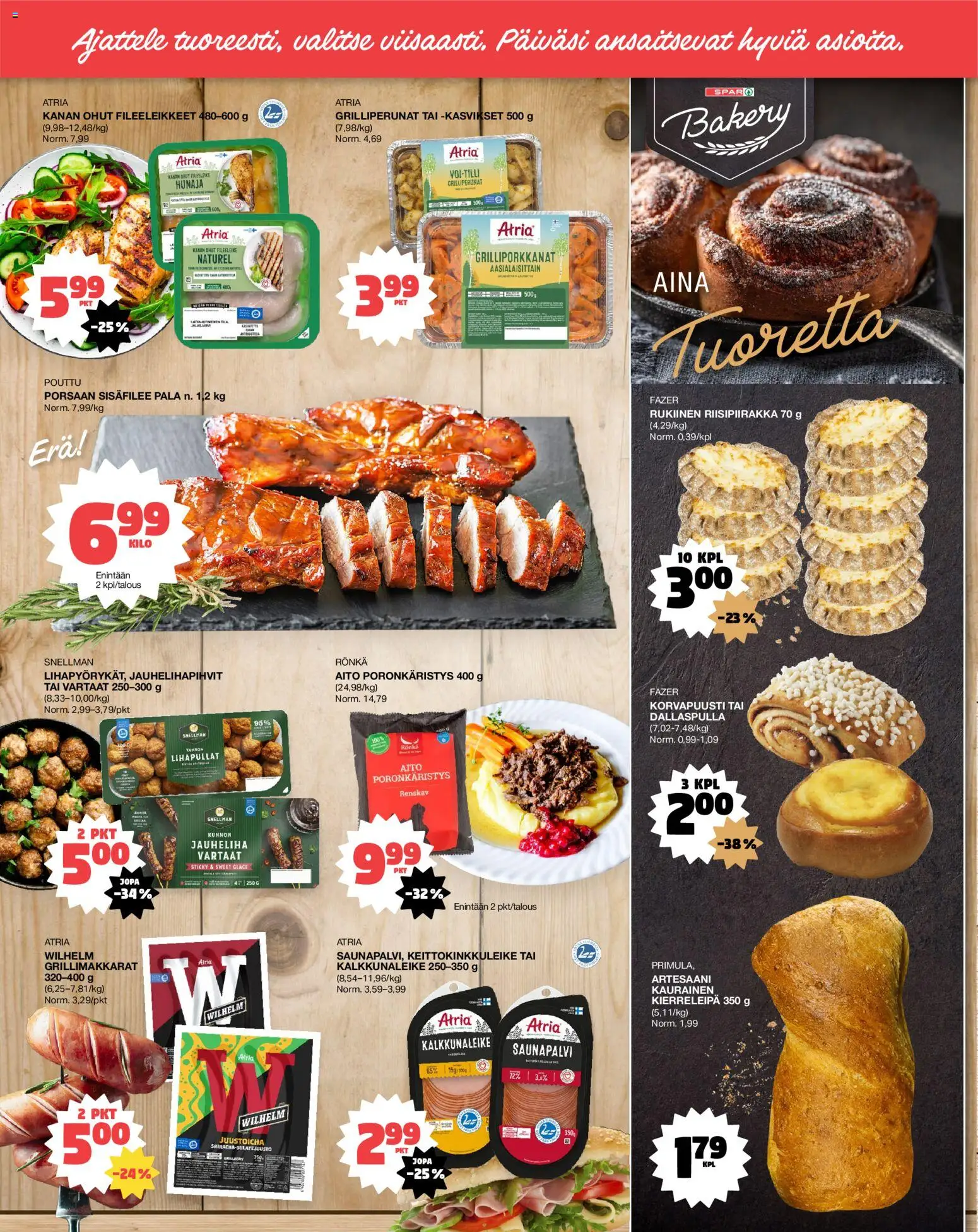 Tokmanni - EUROSPAR – voimassa 07.05.2026 alkaen | Sivu: 2 | Tuotteet: Vartaat, Jauheliha, Juusto, Hunaja