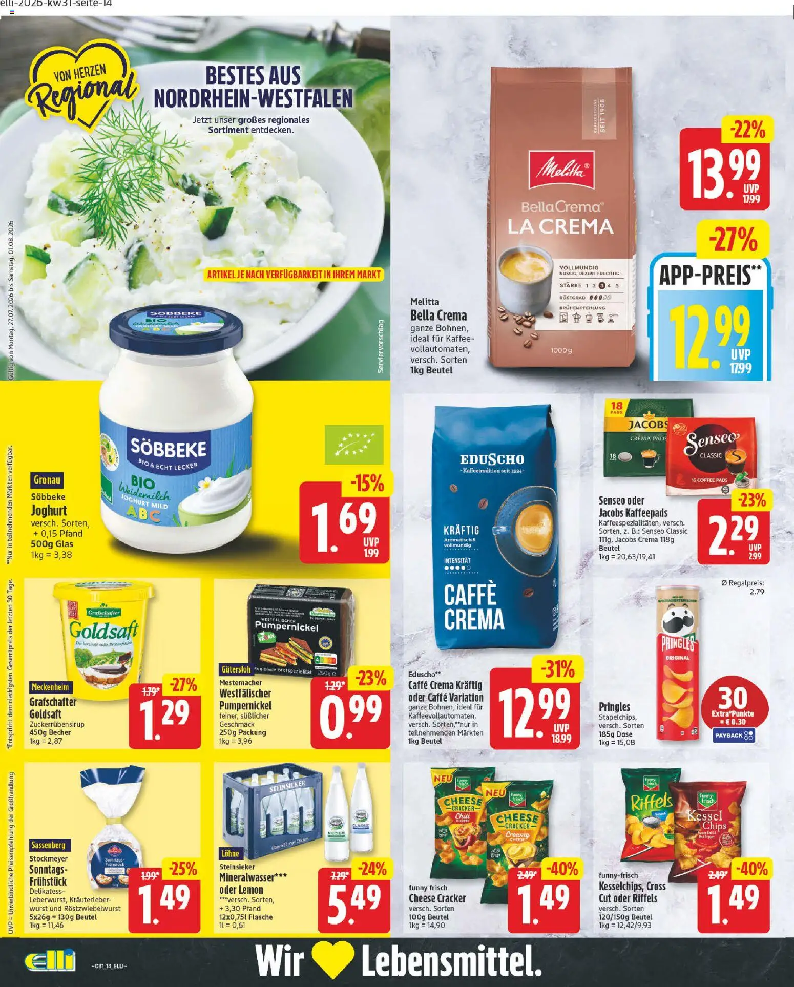 Elli Markt Prospekt Erwitte – gültig ab 27.07.2026 | Seite: 18 | Produkte: Melitta, Funny frisch, Mineralwasser, Pringles