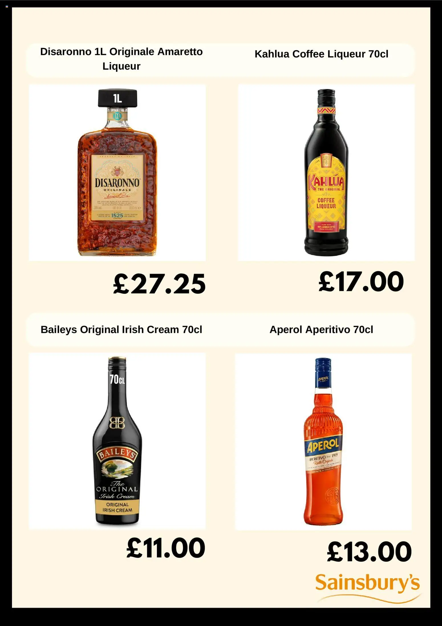 {H1} | Page: 5 | Products: Aperol, Coffee, Cream, Amaretto
