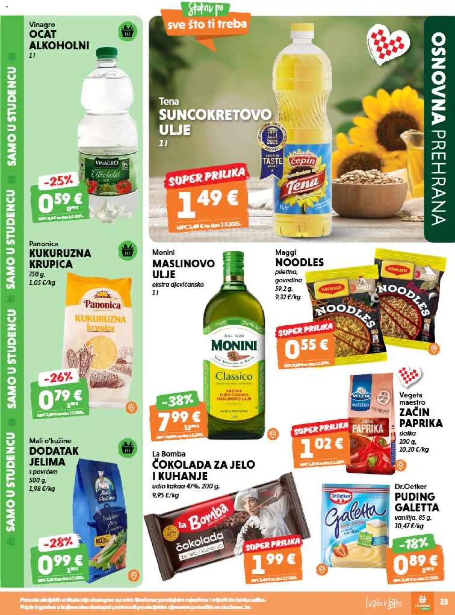 Studenac katalog | vrijedi od 09.09.2026 | Stranica: 23 | Proizvodi: Ulje, Čokolada, Paprika, Ocat