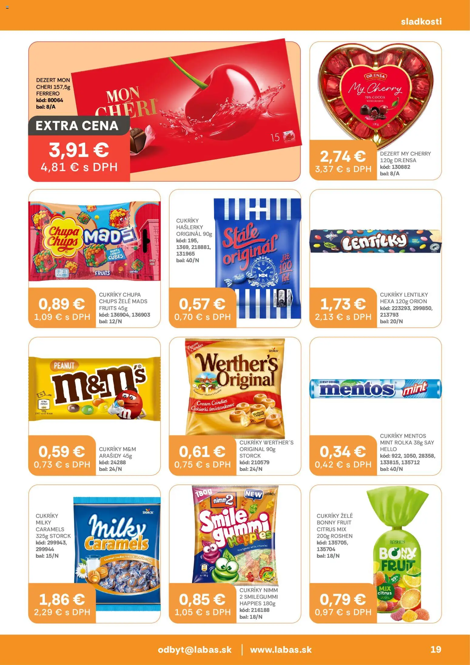 Nové Labaš akcie – leták je platný od 09.10.2026 | Strana: 19 | Produkty: Cukríky, Dezert, Arašidy