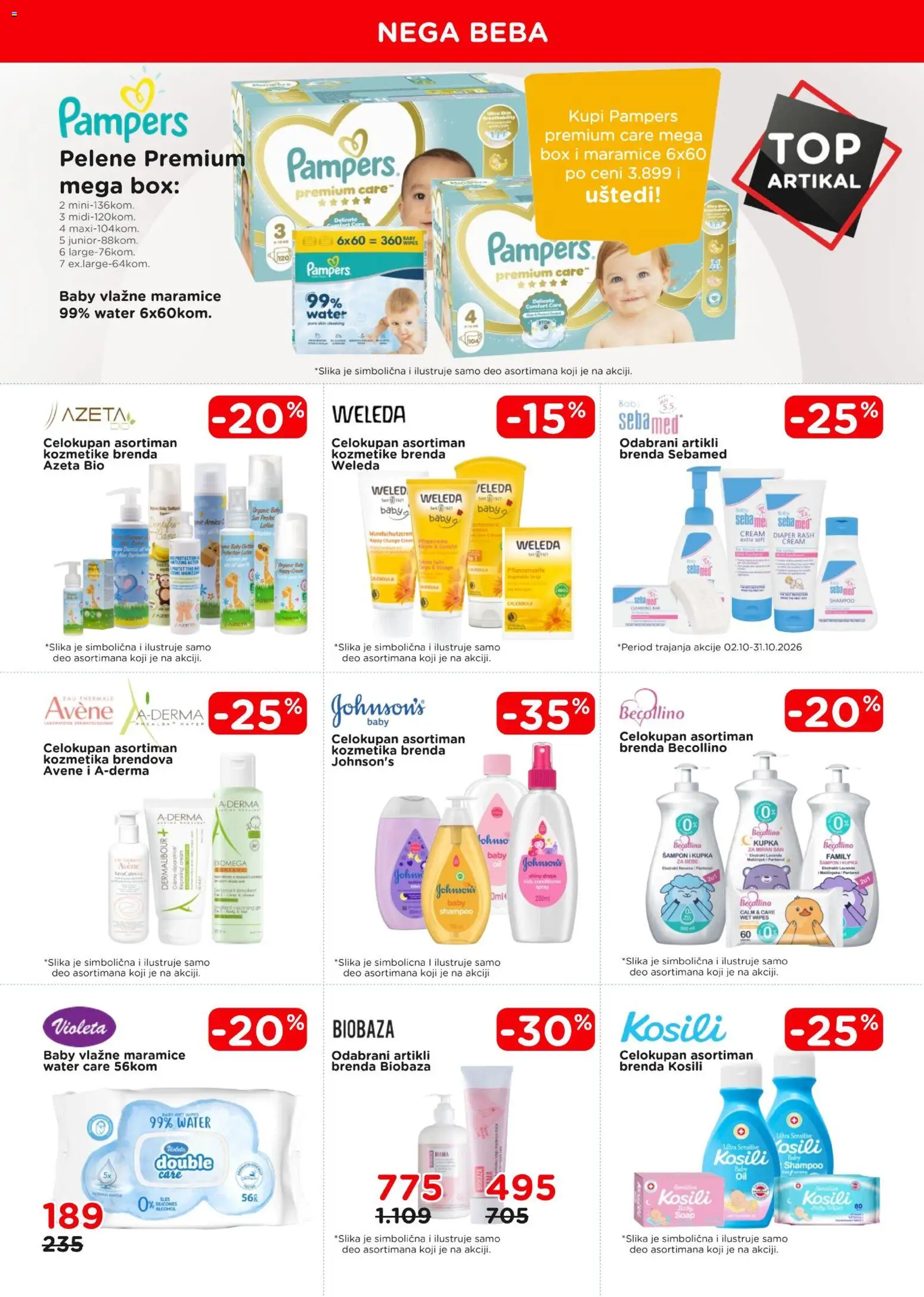 Aksa katalog - važi od 01.10.2026 | Strana: 9 | Proizvode: Maramice, Pampers, Šampon, Vlažne maramice